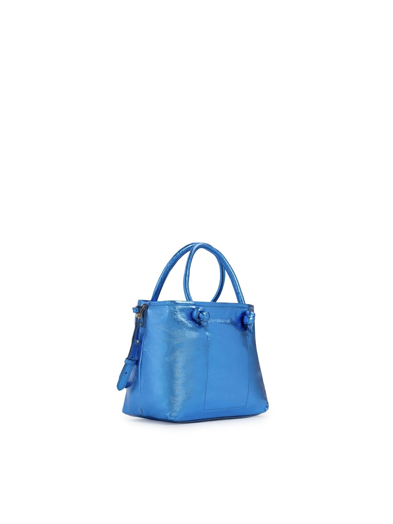 Mini bag in pelle con logo 73BP9VT02 LOLLI POPPOP BLUE V° 73 
