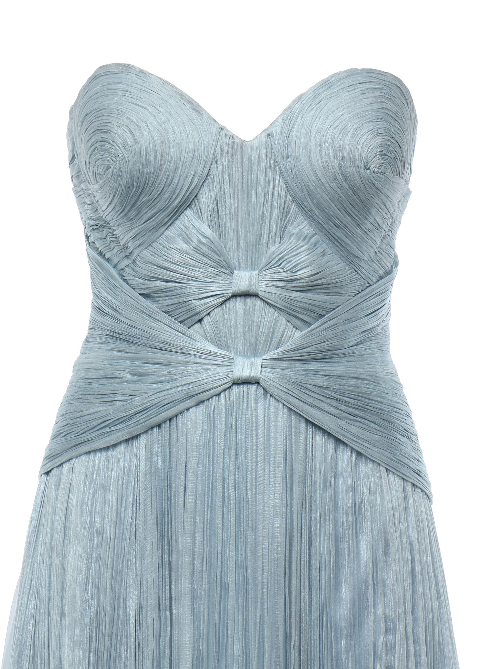 Abito lungo in seta IRS518THALIA AQUA CHIFFON MATT IRIS SERBAN 