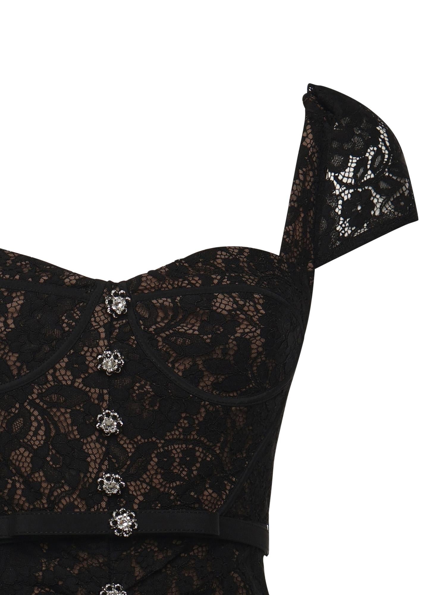 Abito midi in pizzo RS26173MA B SELF-PORTRAIT 