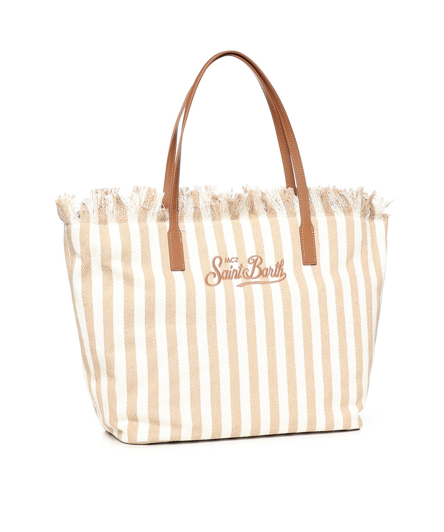 Borsa City in canvas a righe CBF0001 01763L MC2 SAINT BARTH 