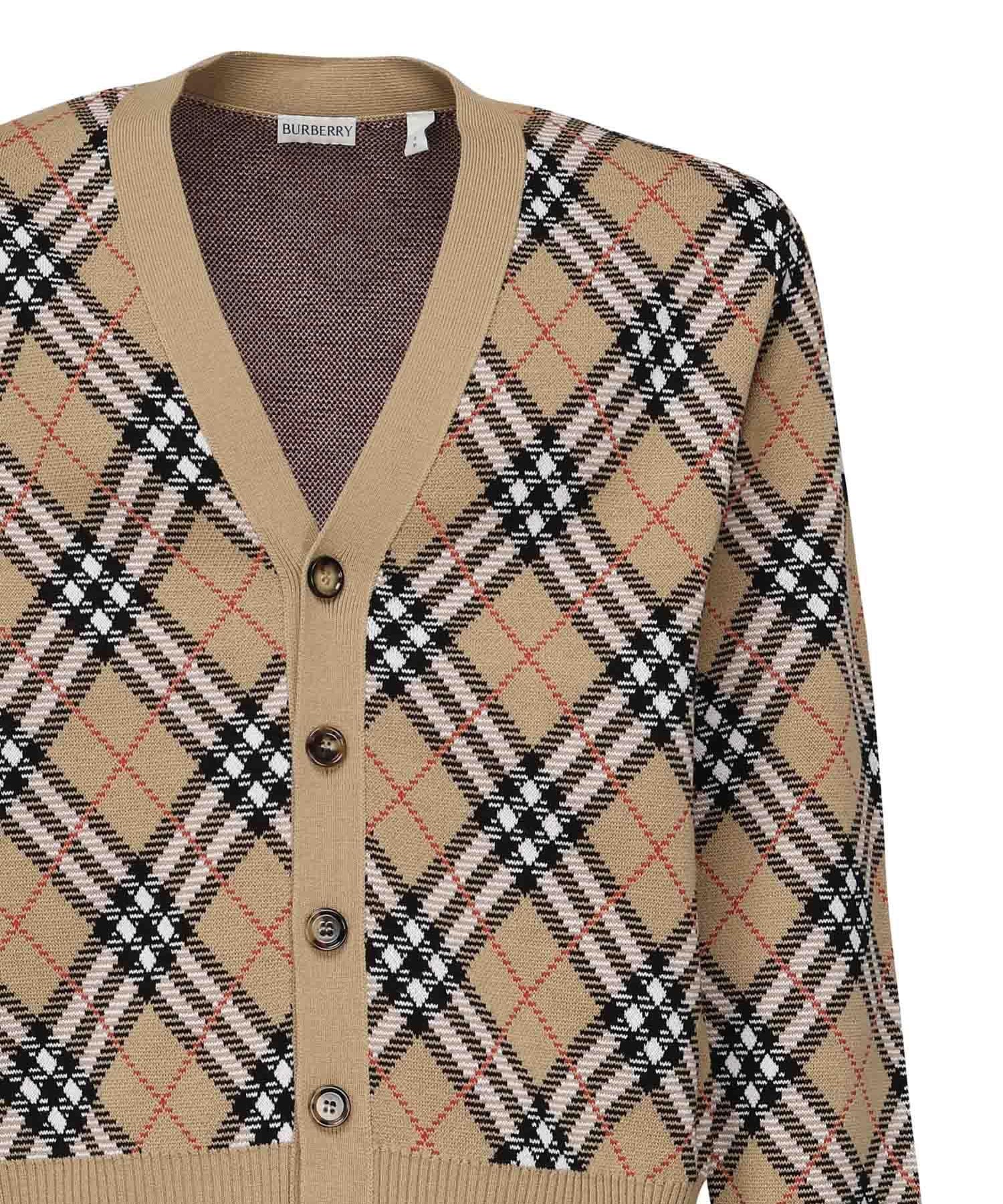 Cardigan in misto lana e mohair Check 8110629 B9368 BURBERRY 