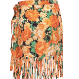 Gonna corta con frange e stampa Botanic Garden 106819 A3AOAS4 PINKO 