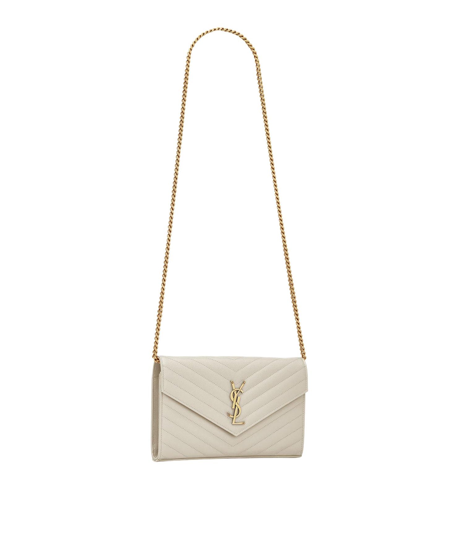 Pochette con catena Cassandre in pelle grain de poudre 377828 BOW019207 SAINT LAURENT 