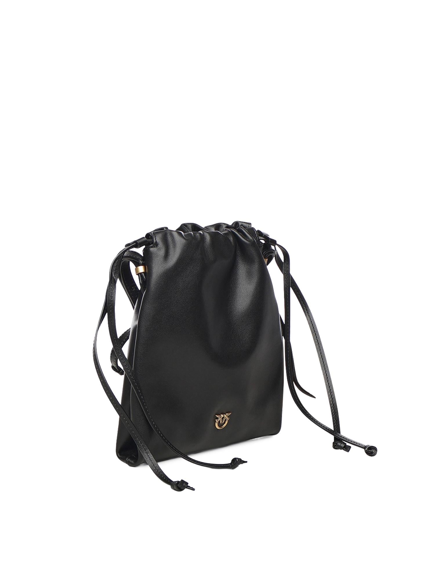 Borsa a spalla Mini Slouchy Bag in pelle con logo 105362 A0QOZ99Q PINKO 