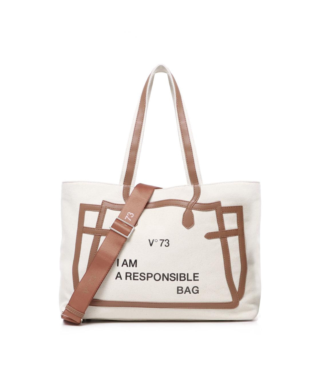 Borsa tote I am responsible 73BS7UH01 RESPONSIBILITY MUSTNATURALE/CUOIO V° 73 