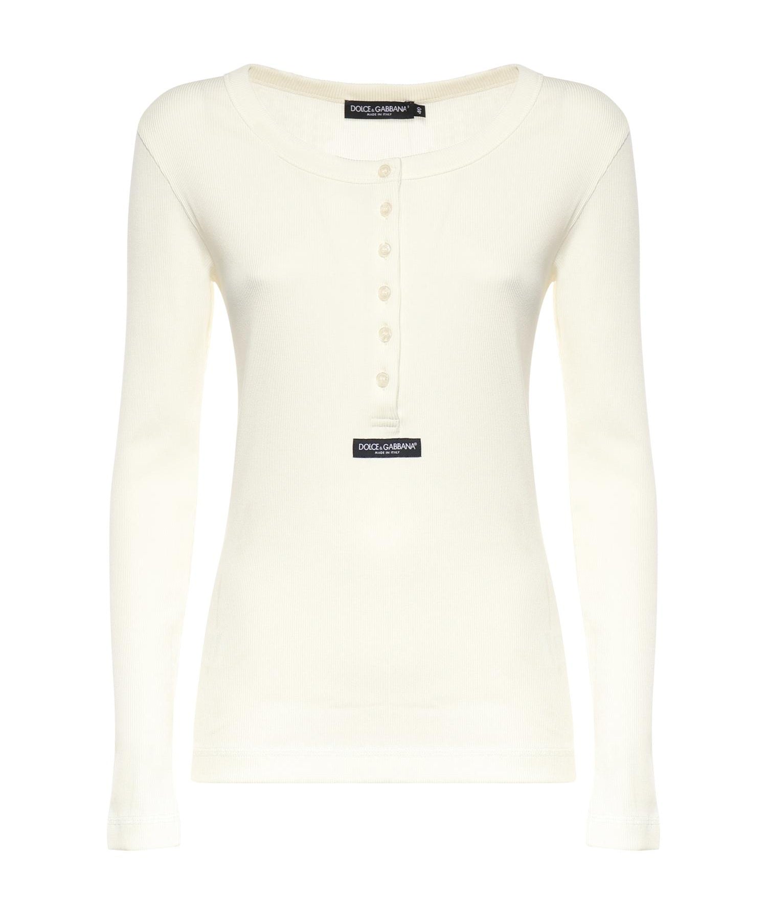 T-shirt Serafino in cotone a coste F8W44T FU7AVW0001 DOLCE & GABBANA 