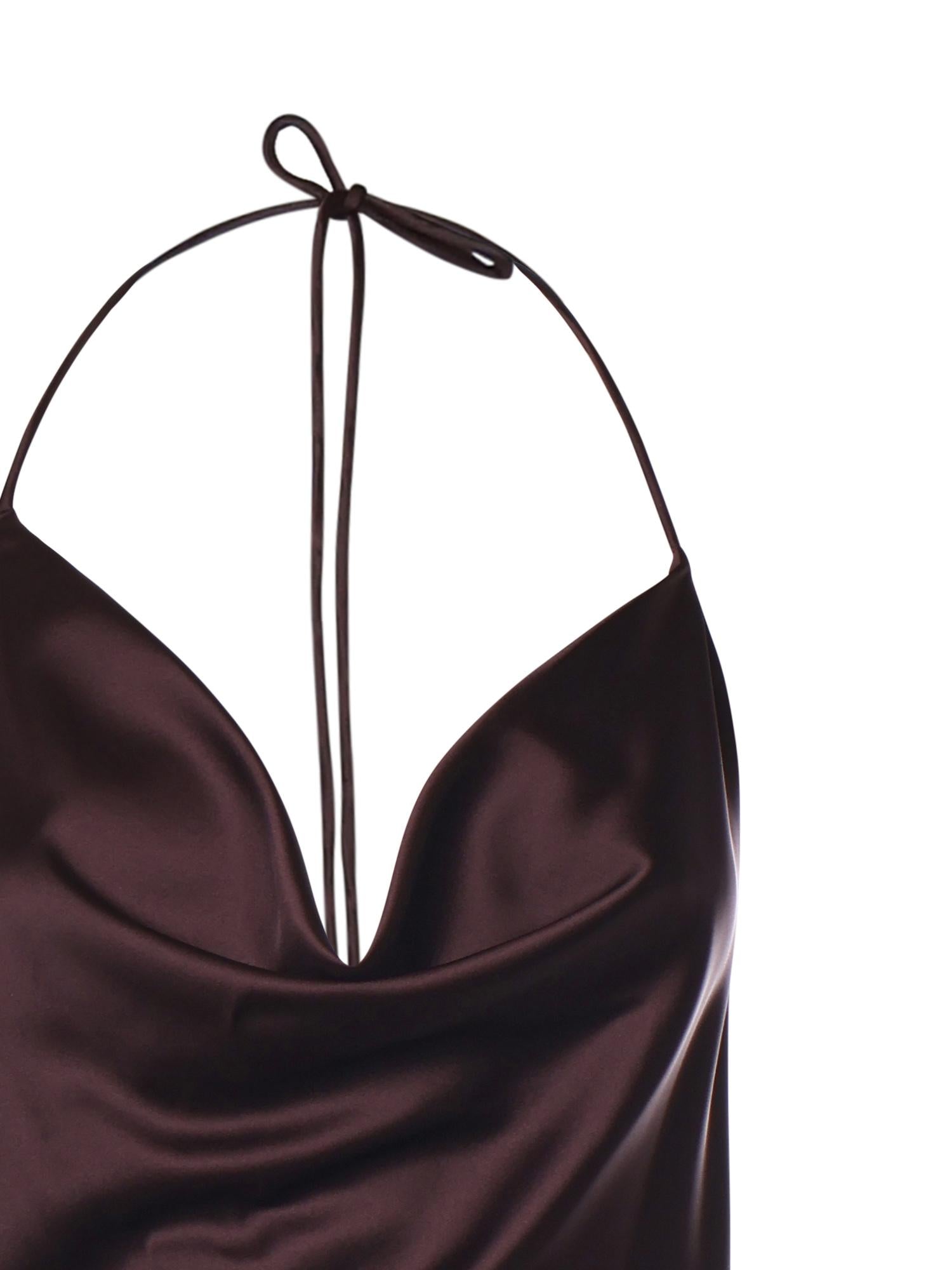 Abito asimmetrico in satin con frange 106430 A33DR57 PINKO 