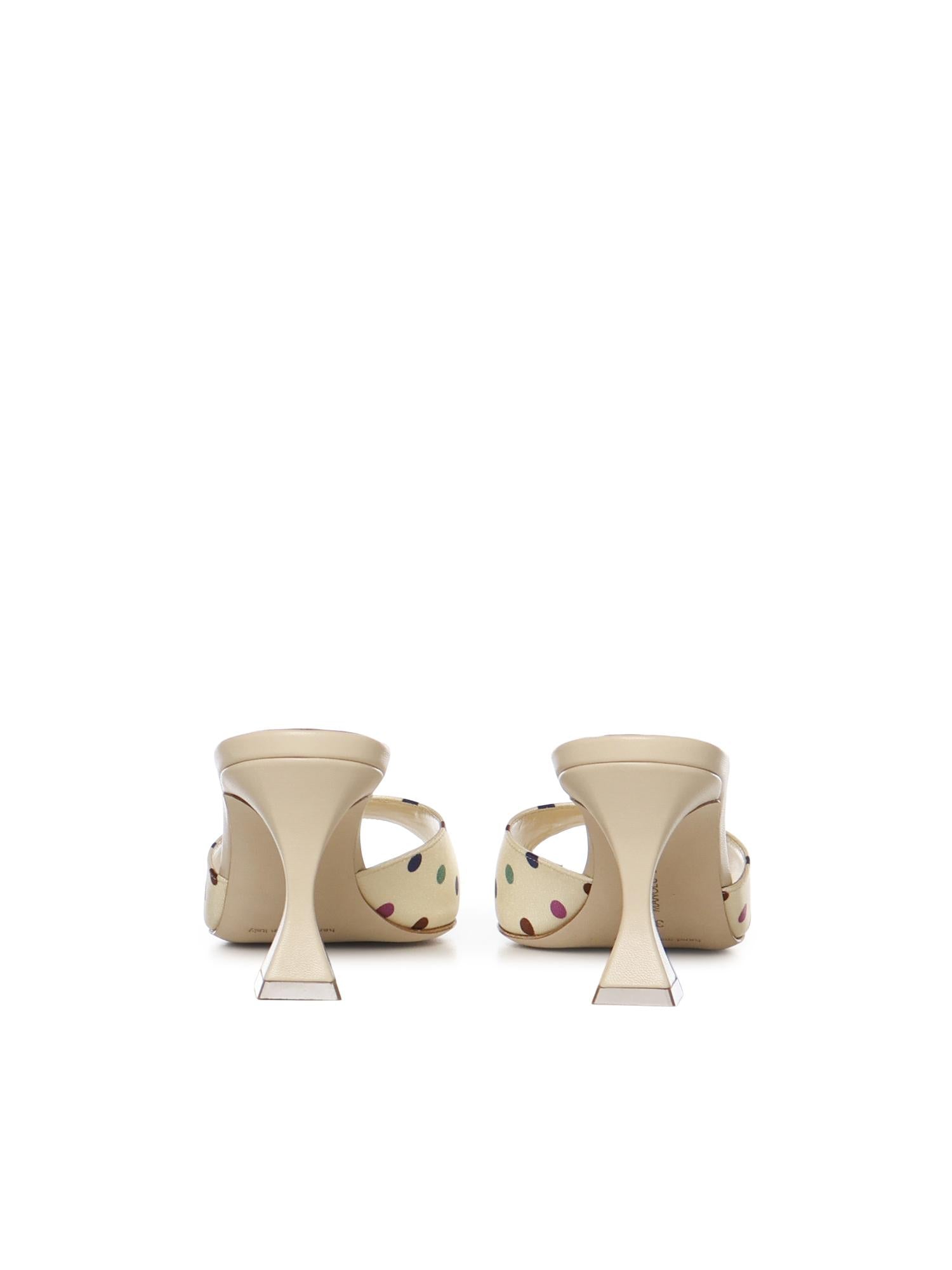 Mules con dettagli a pois in seta 1263100 907M MANOLO BLAHNIK 