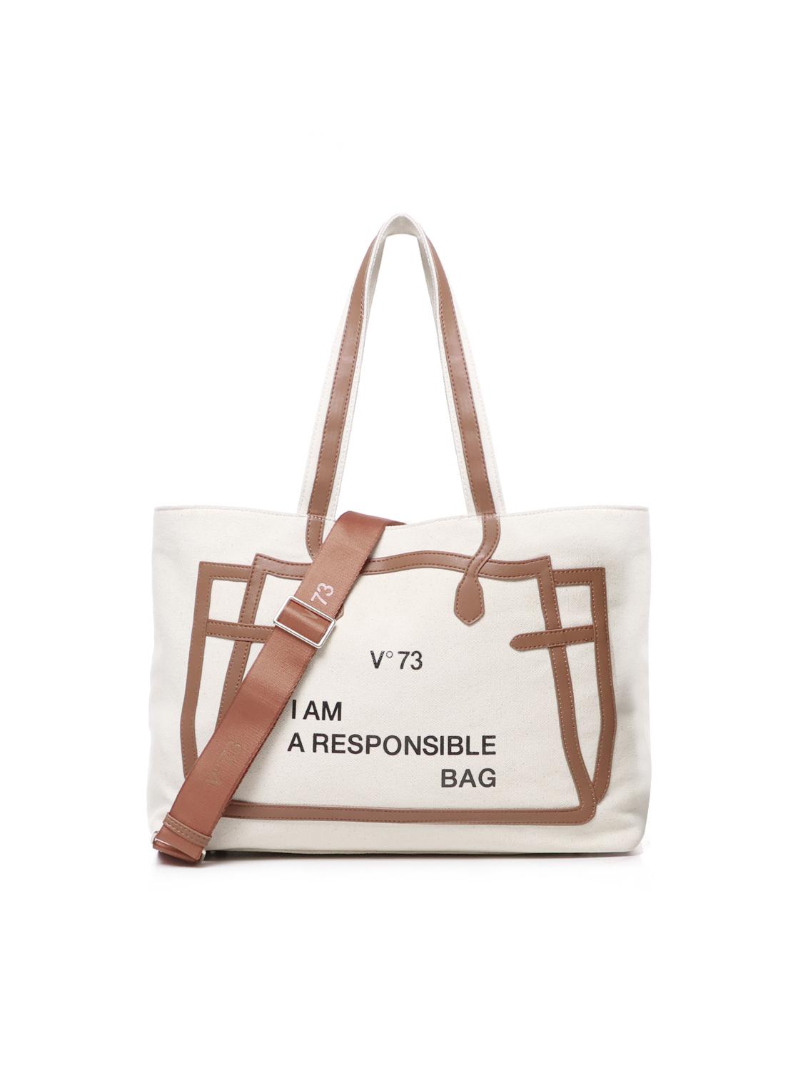 Borsa tote I am responsible 73BS7UH01 RESPONSIBILITY MUSTNATURALE/CUOIO V° 73 