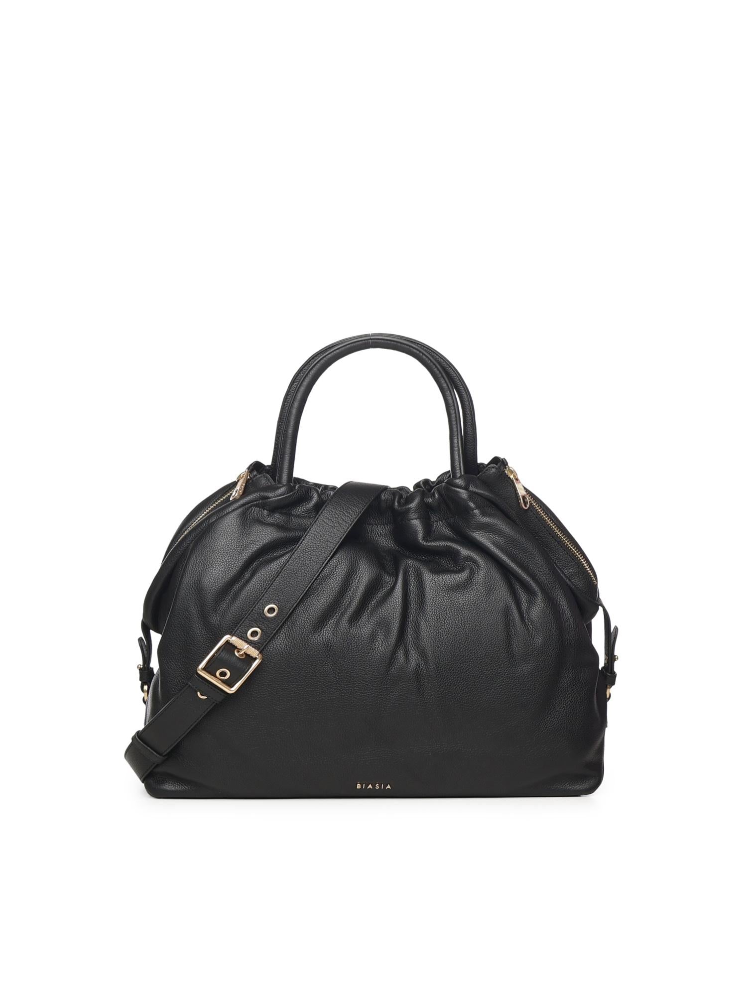 Borsa in pelle con logo<BR/> BIBP9E701 NERO BIASIA 