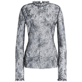 Camicetta in pizzo ricamato con paillettes V02181620 0290 ALBERTA FERRETTI 