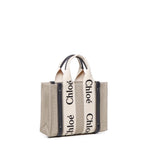 Tote bag piccola woody in lino CHC22AS397I26 91J CHLOÉ 