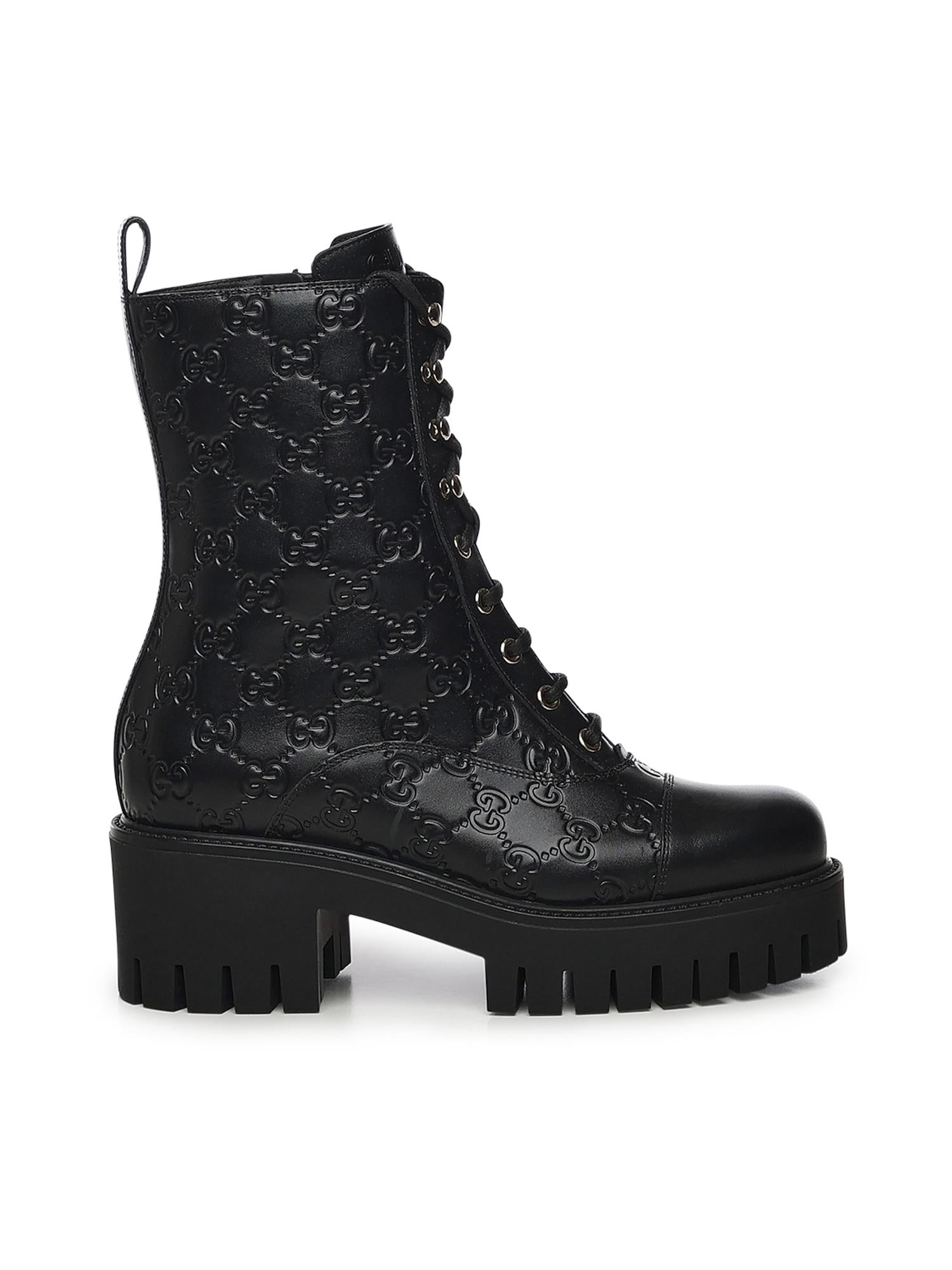 Stivaletto stringato in pelle GG 840739 AAE5Q1000 GUCCI 