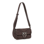 Borsa a spalla Mini Love Bag One Slouchy in suede con intarsi 106244 A0F6M11O PINKO 