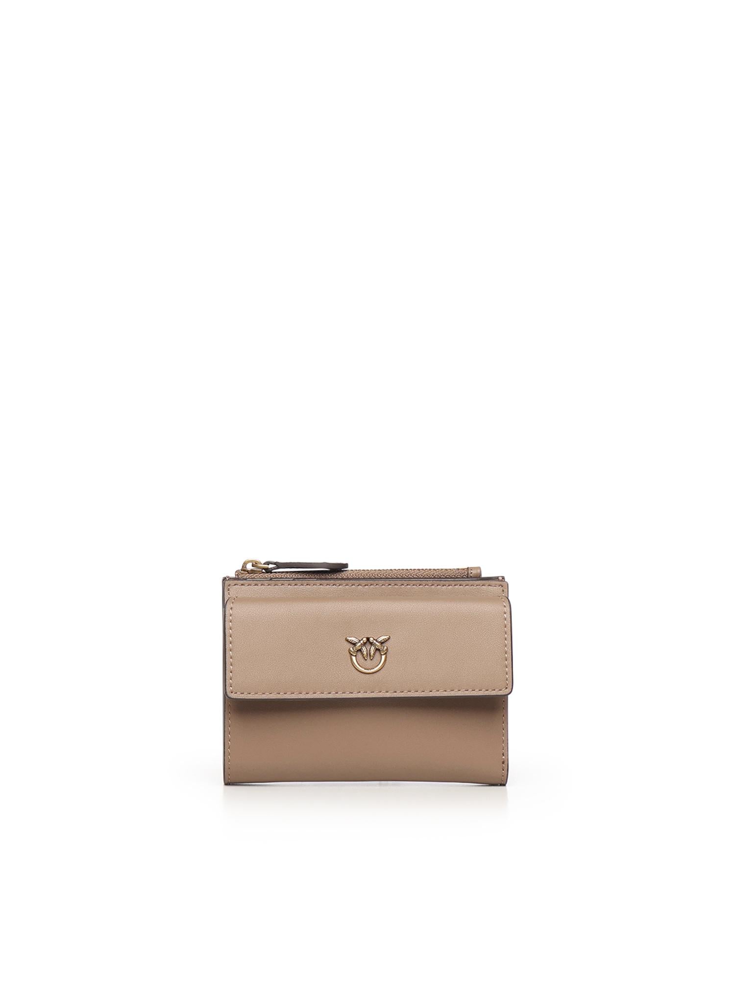 Portafoglio compatto in pelle con logo 103612 A0F1D01Q PINKO 