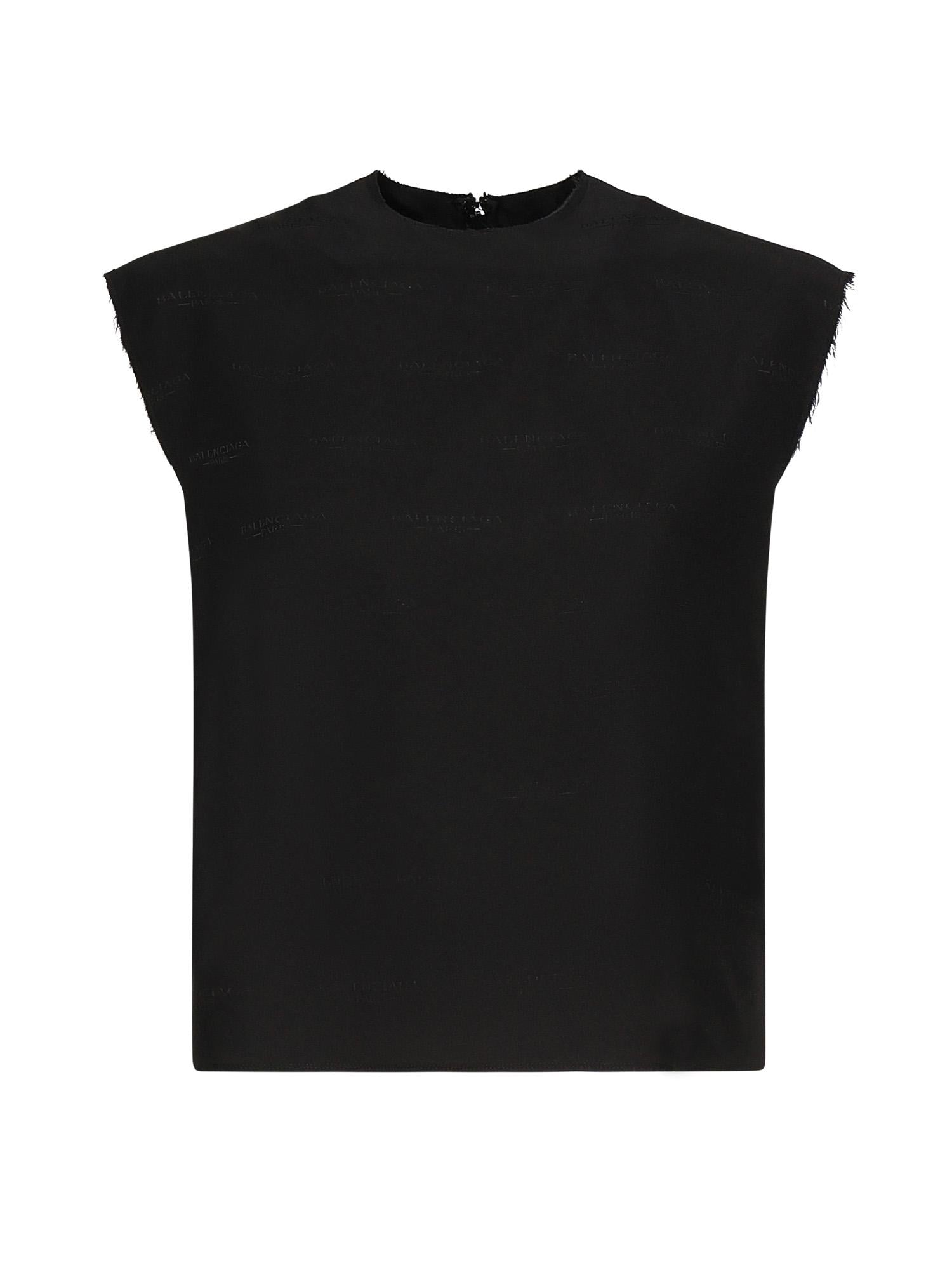 Top smanicato in jacquard di seta 838750 TSN091000 BALENCIAGA 