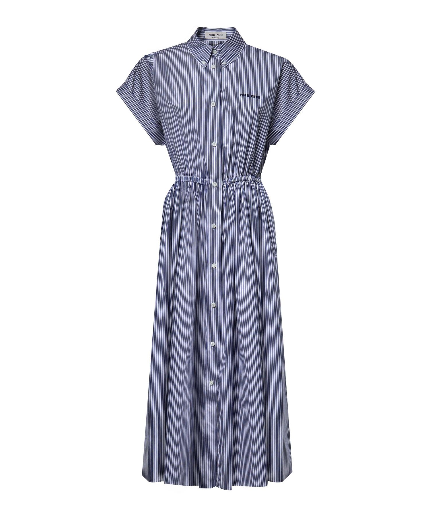 Abito midi in popeline con logo MF6446 195DF098Z MIU MIU 