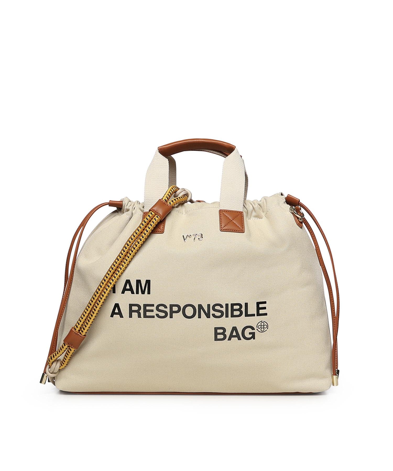 Borsa Responsability con logo 73BS9N005 RESPONSIBLEOFF WHITE/CUOIO V° 73 