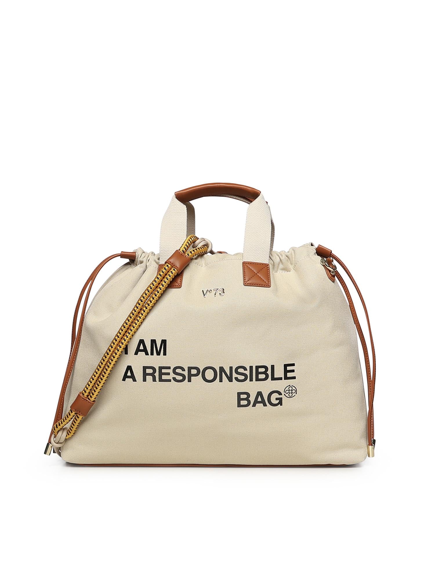 Borsa Responsability con logo 73BS9N005 RESPONSIBLEOFF WHITE/CUOIO V° 73 