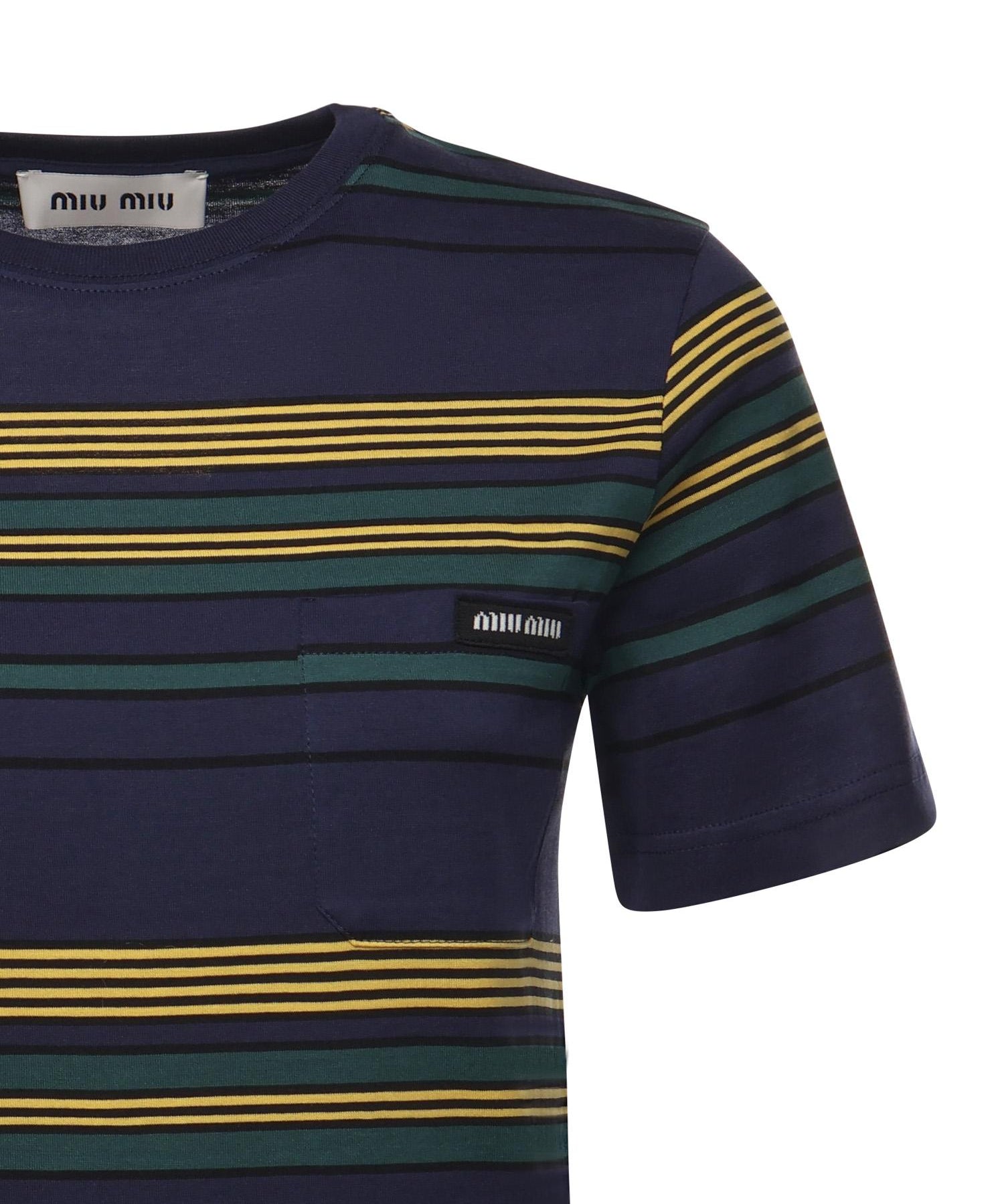 T-shirt in jersey a righe MJNA09 18ZVF0V9D MIU MIU 