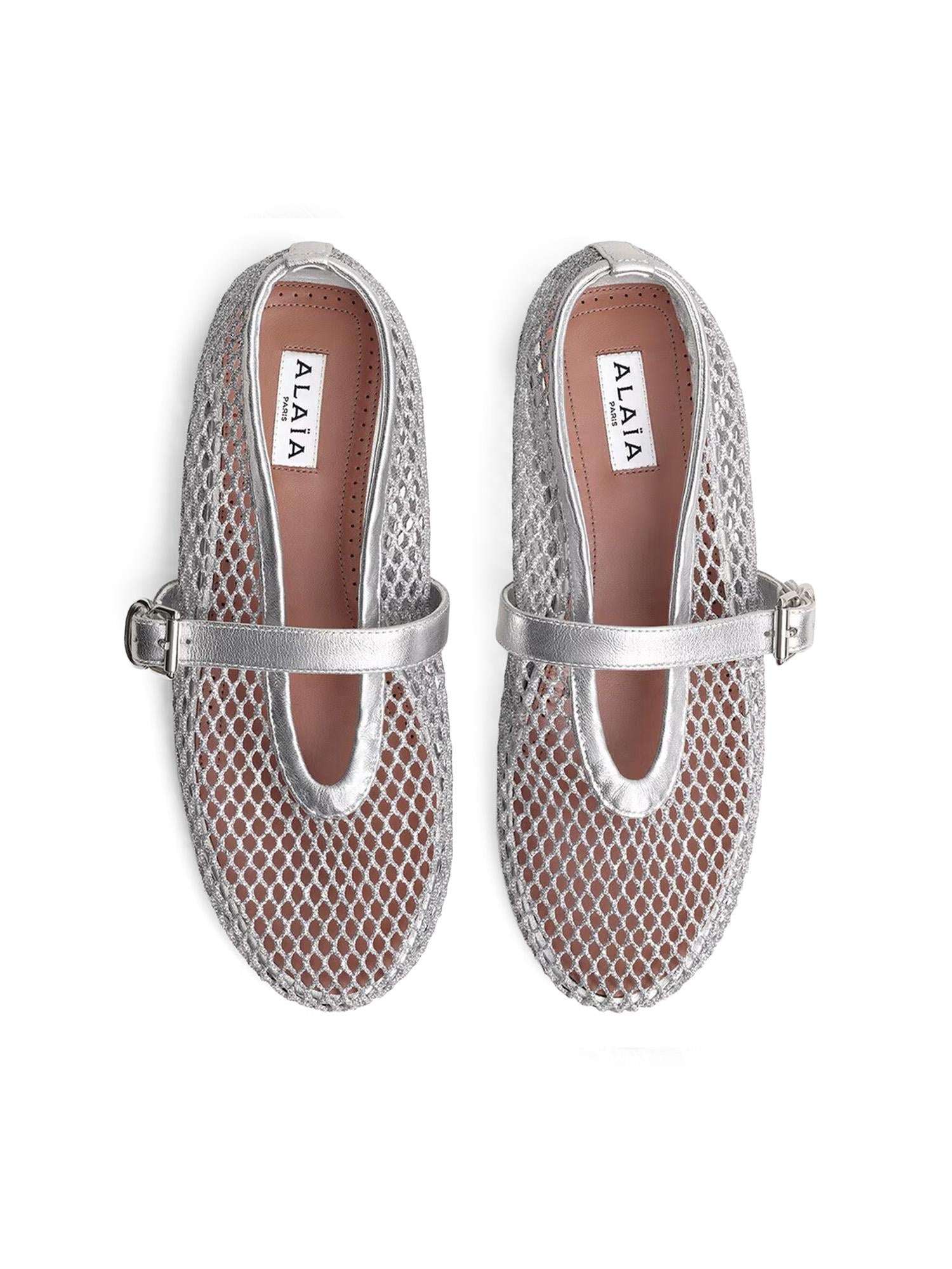 Ballerine in rete laminata AA3A029TK028 090 ALAIA 