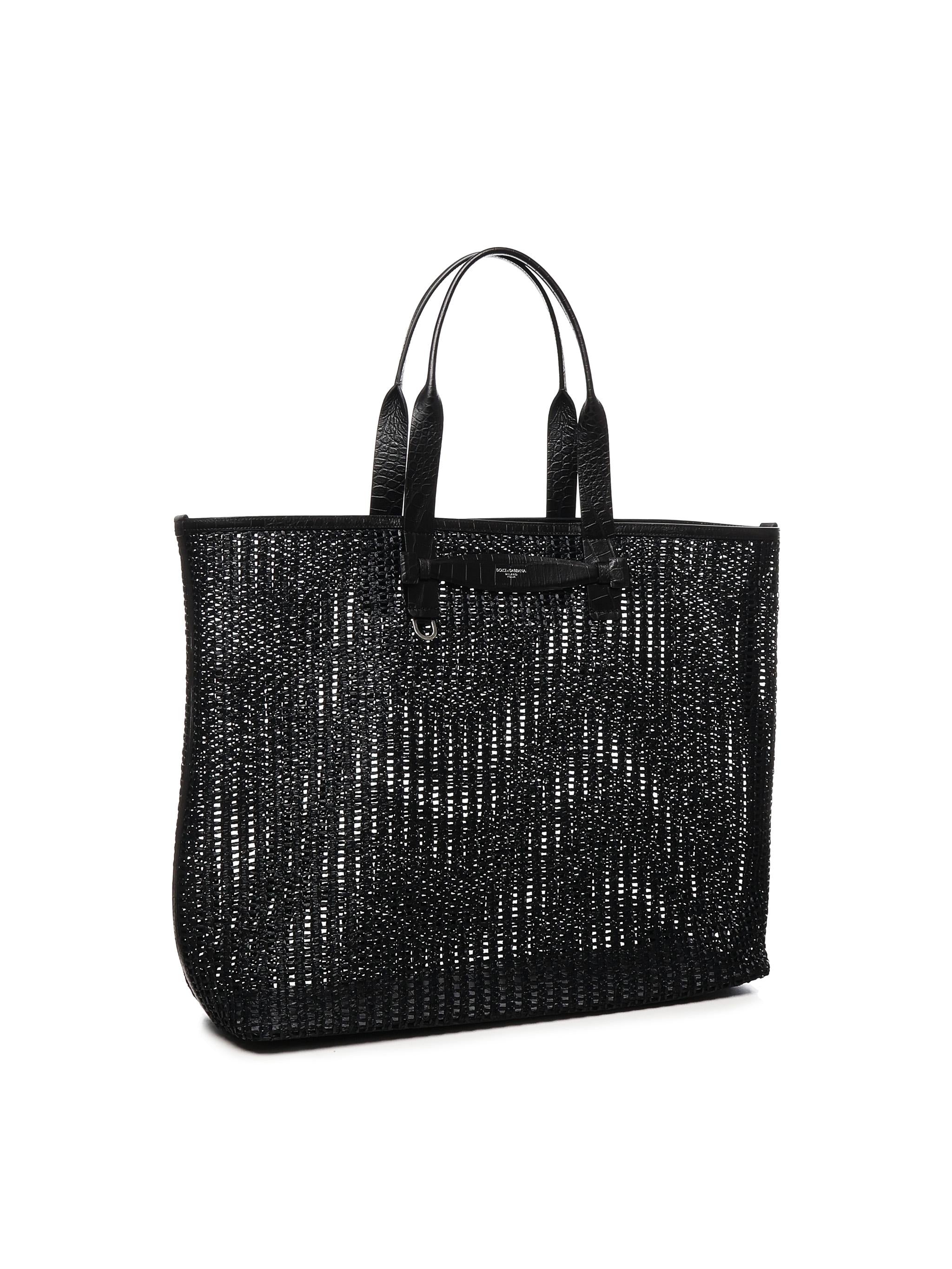 Borsa tote in rafia e pelle<BR/> BM2453 A9O948B956 DOLCE & GABBANA 