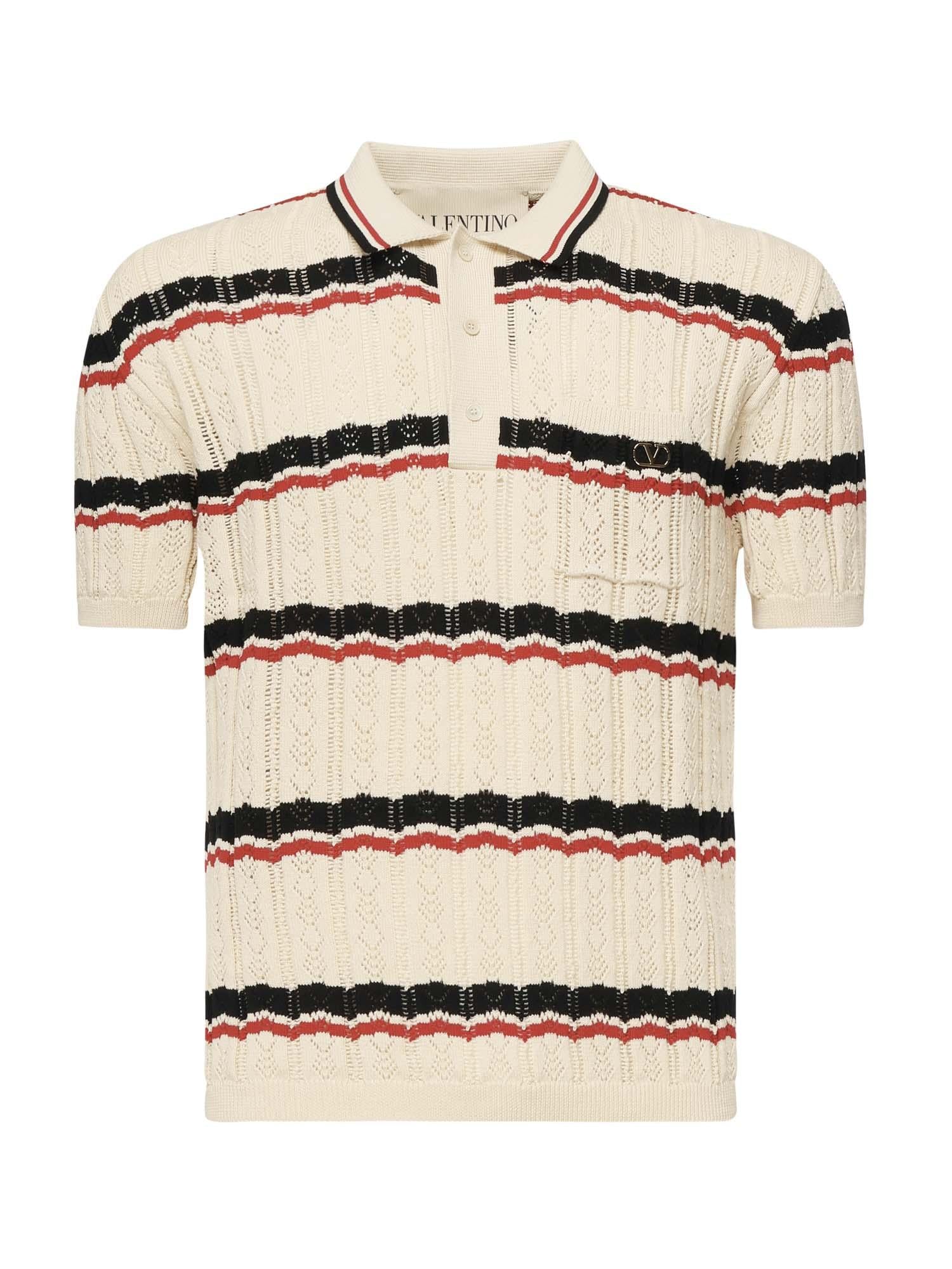 Polo VLogo in cotone a righe 7V3KP03X B0SBK6 VALENTINO GARAVANI 