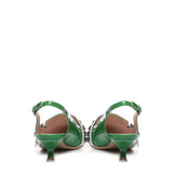 Slingback in vernice con borchie e fibbia ANNA 109 VERNICEVERDE/OFF WHITE ALCHIMIA 
