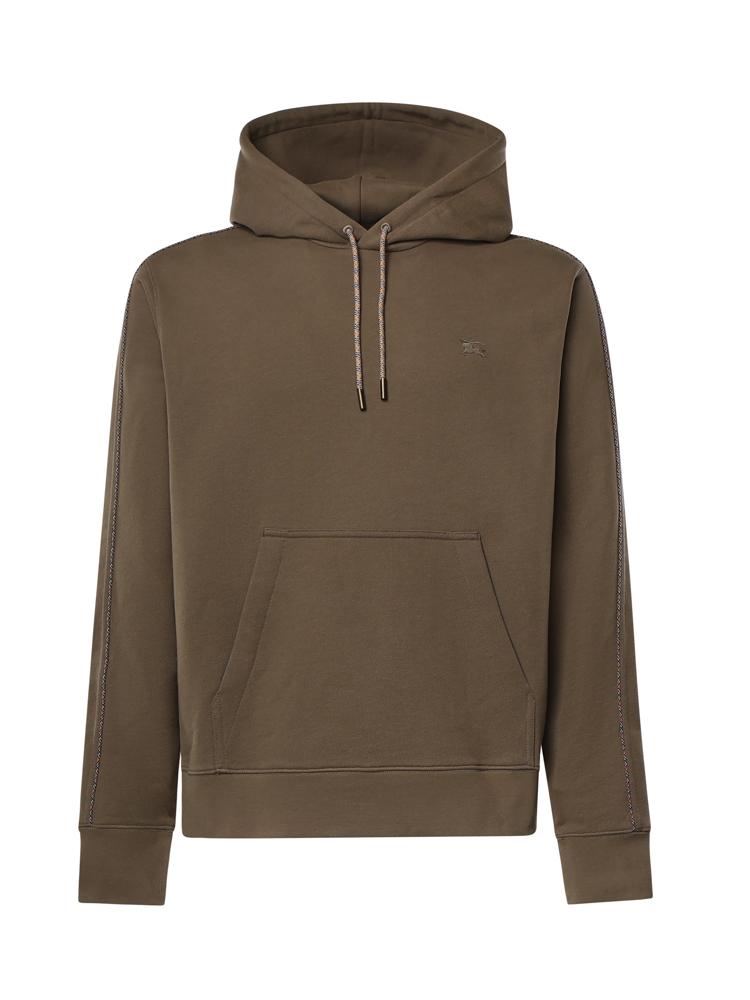 Felpa in cotone con profili Check e cappuccio 8127603 C5319 BURBERRY 