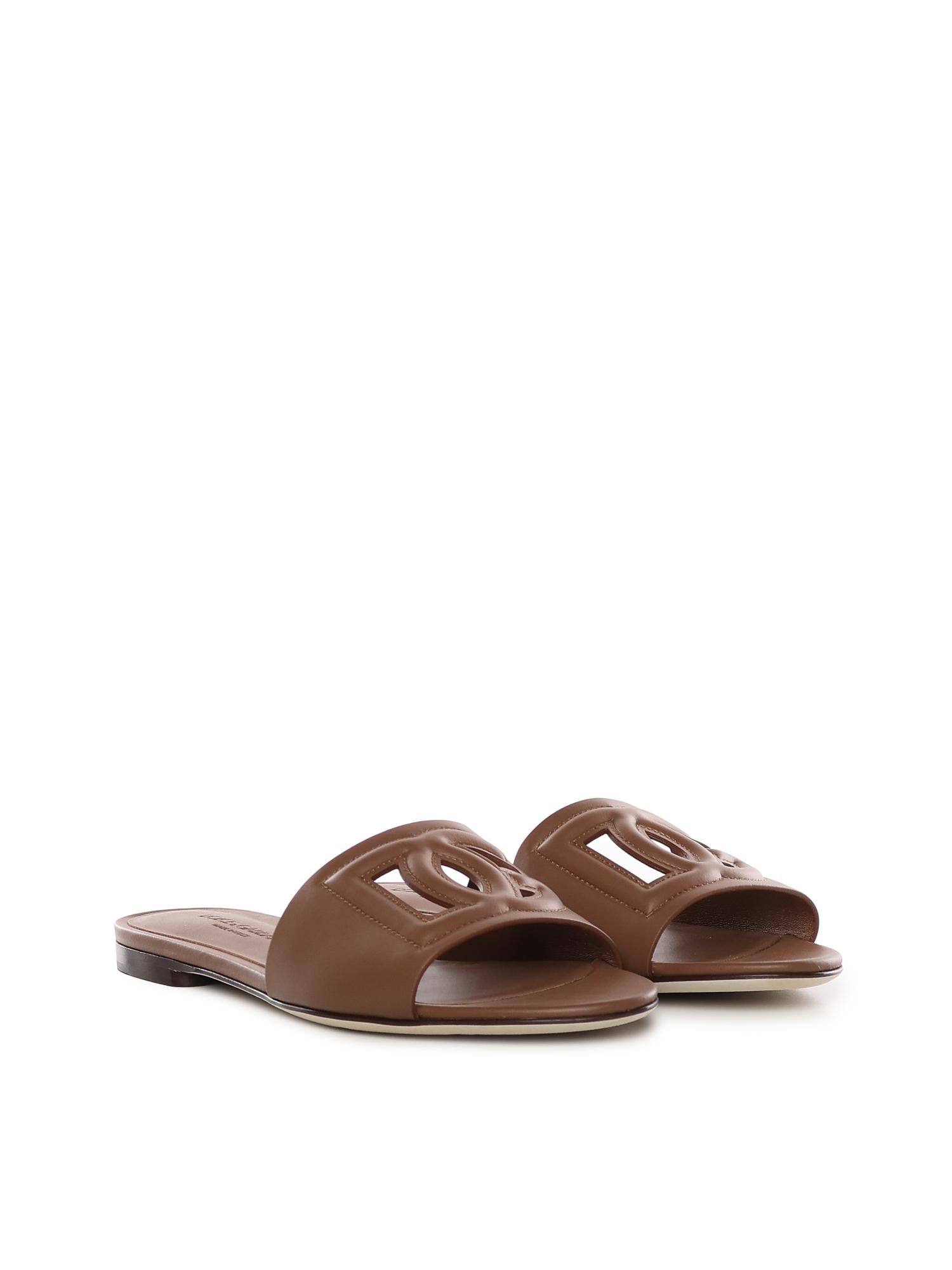 Slide in pelle di vitello e logo CQ0436 AY32981236 DOLCE & GABBANA 