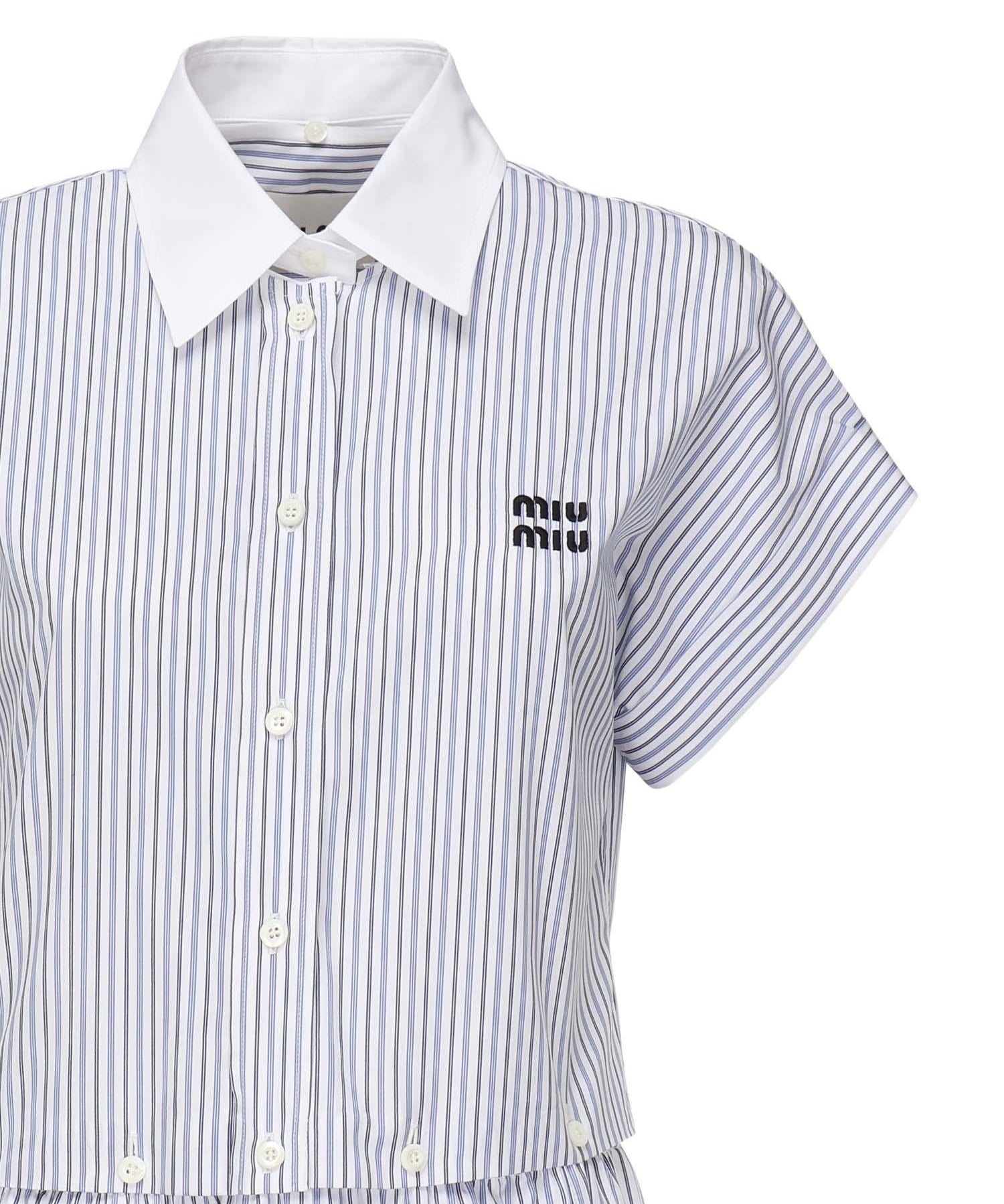 Abito plissé in popeline a righe MF5989 174TF0W3B MIU MIU 