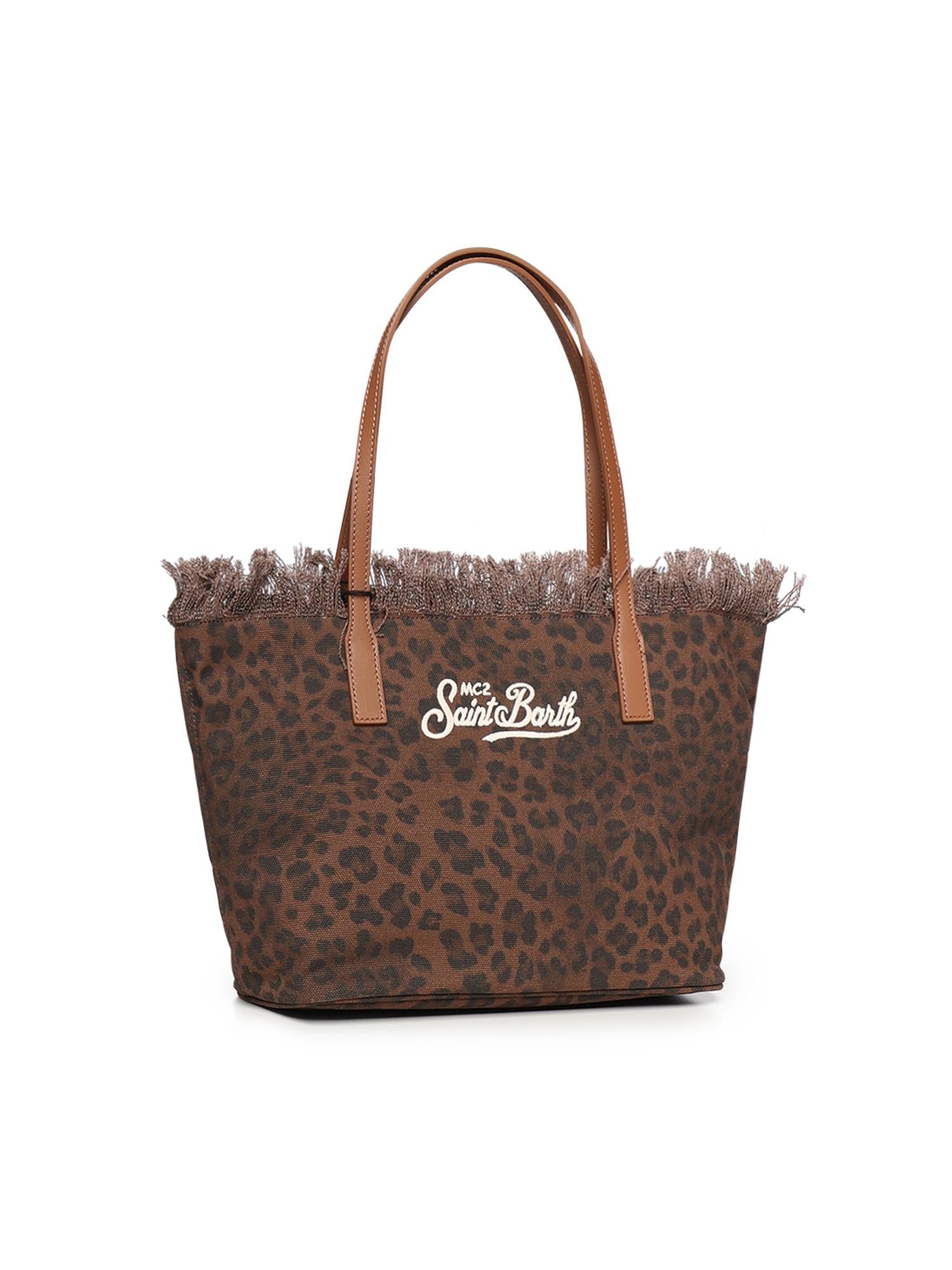 Borsa City Medium in canvas con stampa animalier CBMF001 00588L MC2 SAINT BARTH 