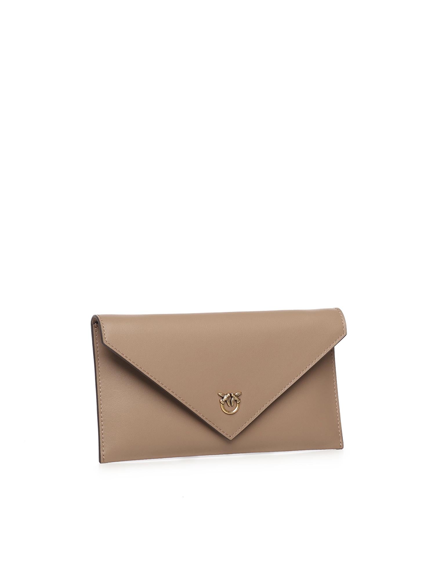 Bustina in pelle con logo Love Birds 105347 A0F1D01Q PINKO 