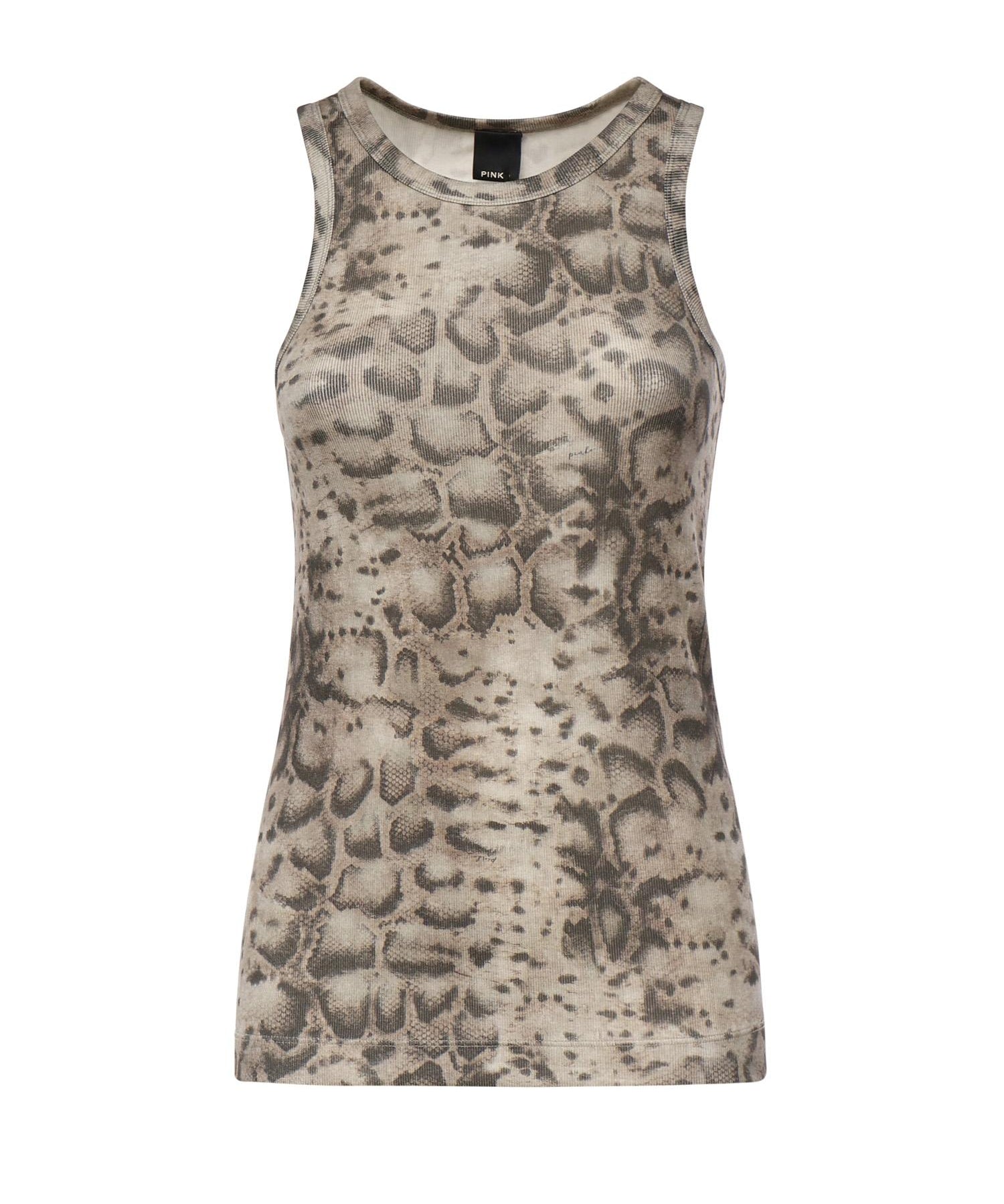 Canotta a costine con stampa snake 106919 A3DPCZ9 PINKO 