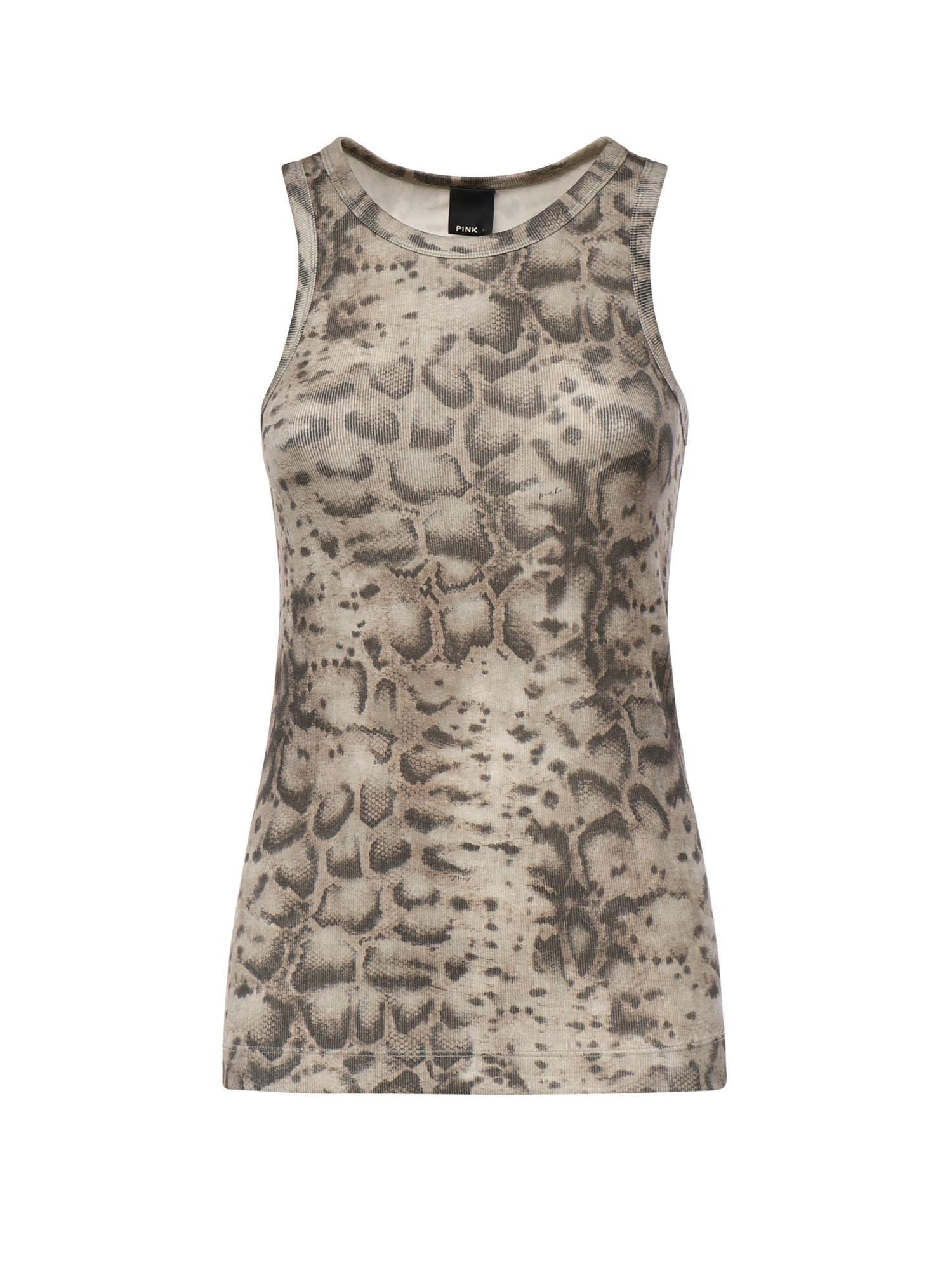 Canotta a costine con stampa snake 106919 A3DPCZ9 PINKO 
