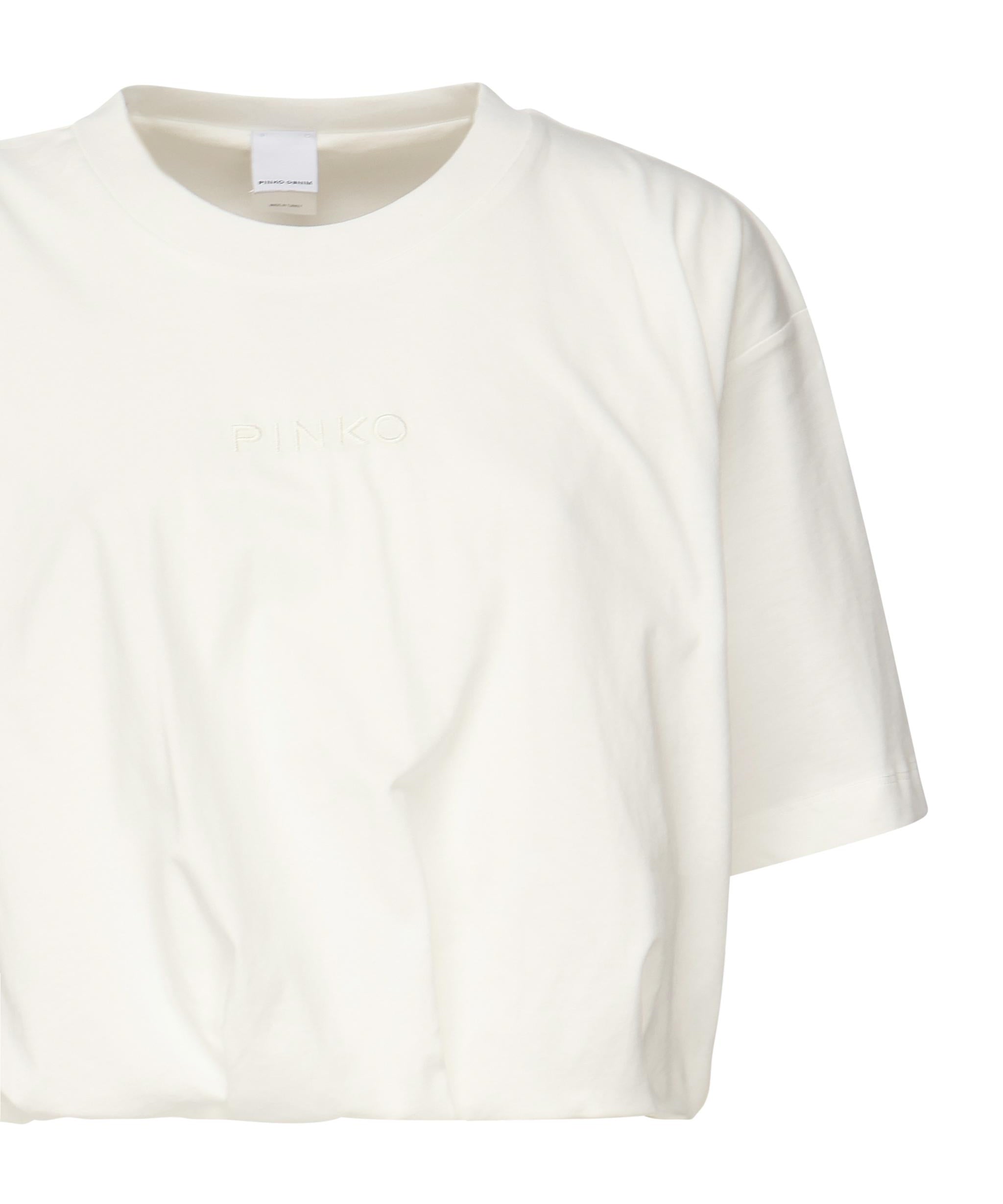 T-shirt cropped con ricamo logo 104257 A2F8Z05 PINKO 