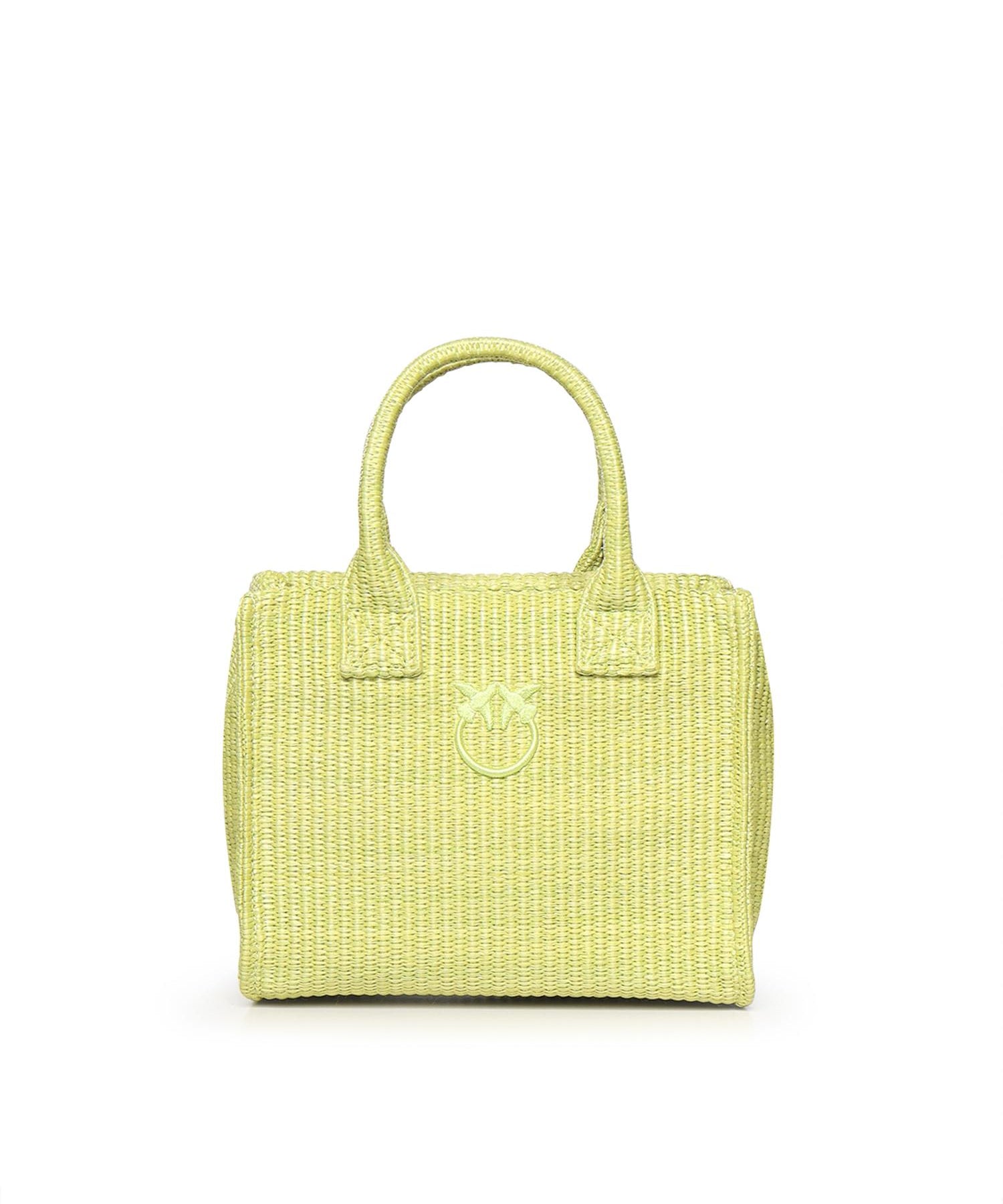 Borsa shopper piccola Beach in rafia con logo Love Birds 106832 A39YVV0 PINKO 