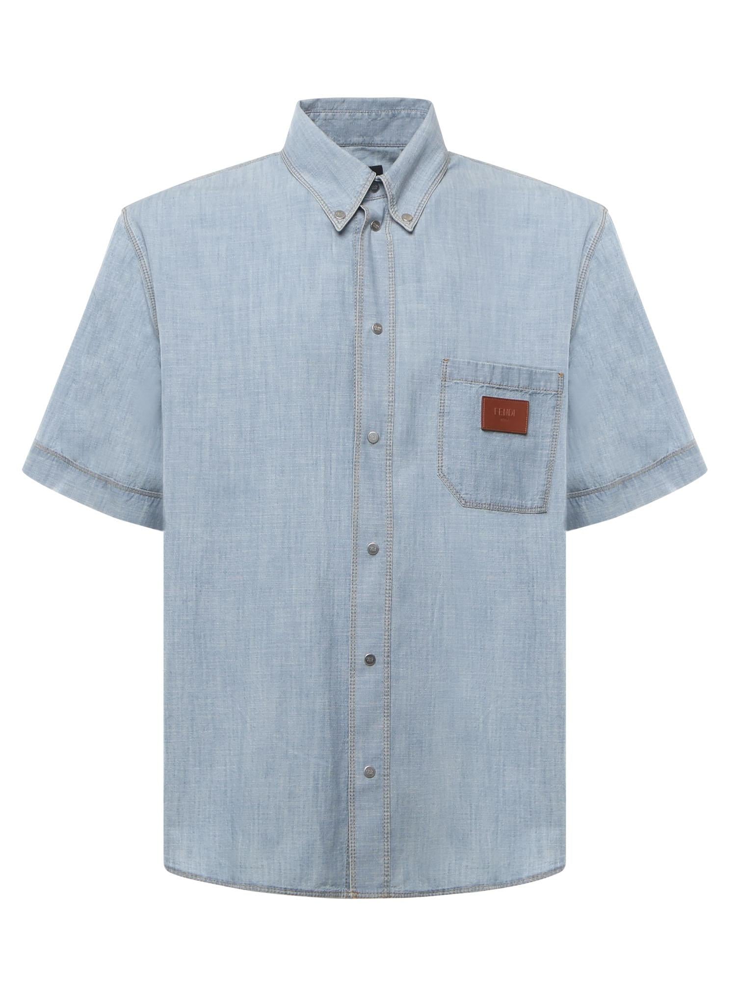 Camicia in chambray con logo FS1321 AUWXF0LQ0 FENDI 