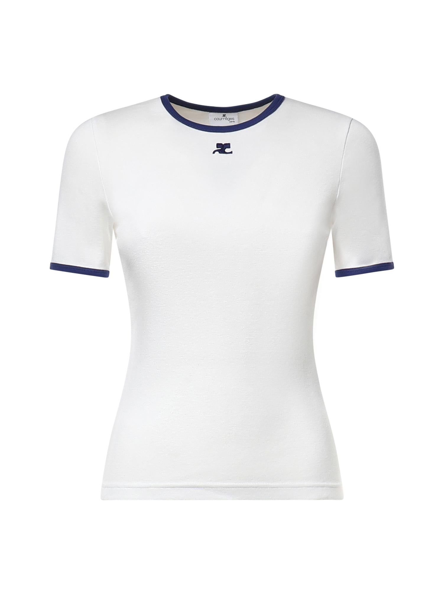 T-shirt Signature Contrast in cotone con logo 125JTS017JS0203 B257 COURREGES 