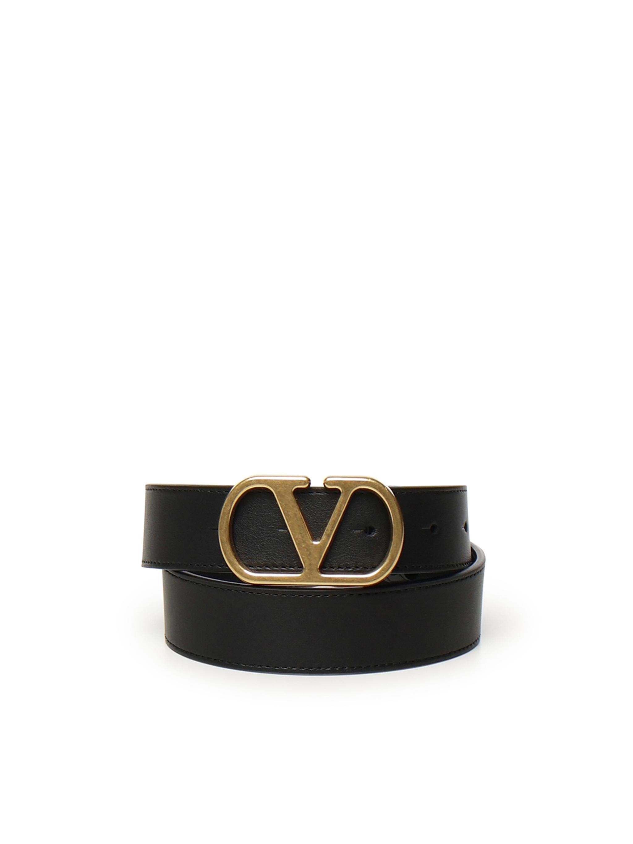 Cintura VLogo Signature in pelle<BR/> 8W2T0SM3 IYR0NO VALENTINO GARAVANI 