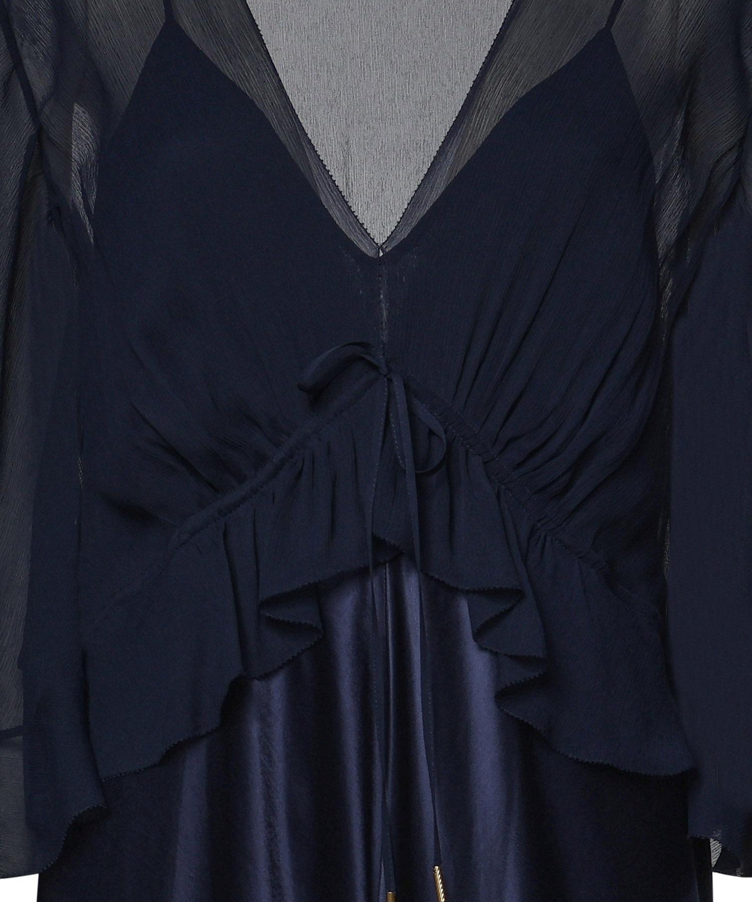 Abito lungo in raso lucido con mantella A04061627 0290 ALBERTA FERRETTI 
