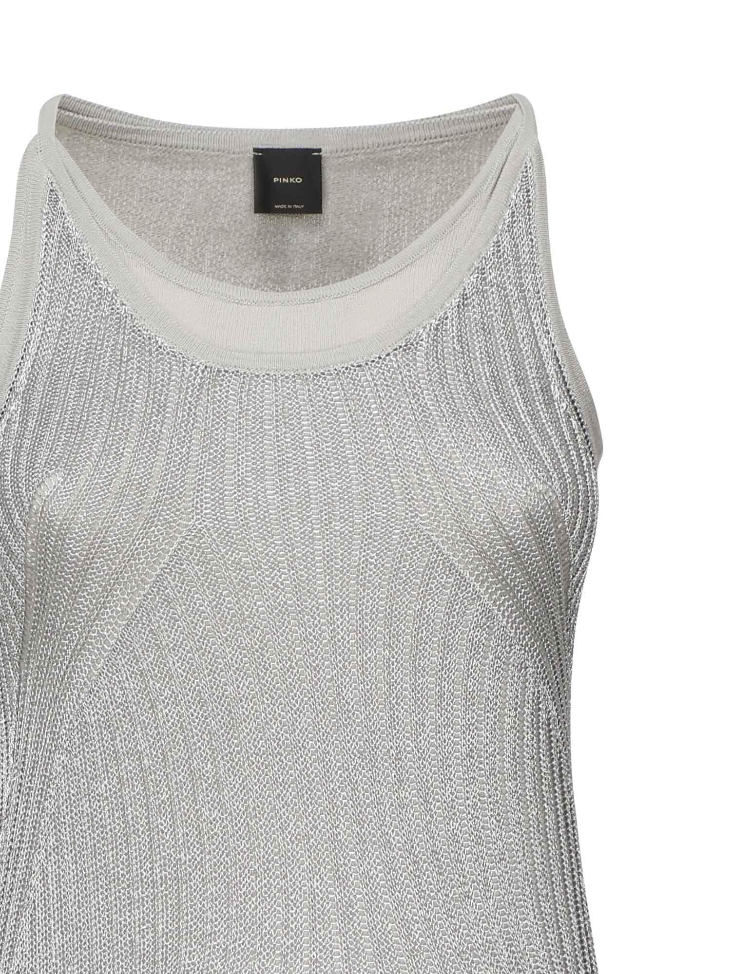 Vestito smanicato in maglia metallizzata 105146 A2LOI12 PINKO 