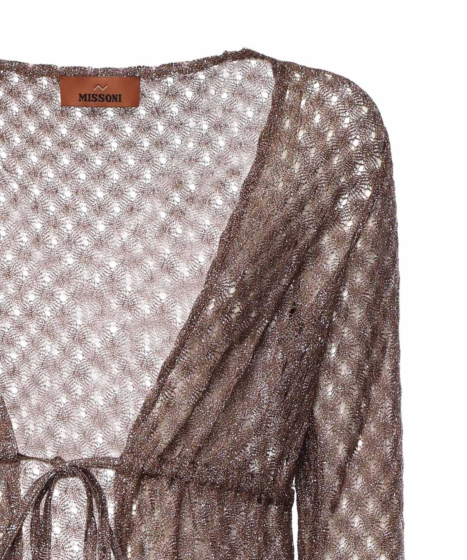 Cardigan lungo in viscosa lamé motivo ragnatela MS26SQ0S BR014DS80EE MISSONI 
