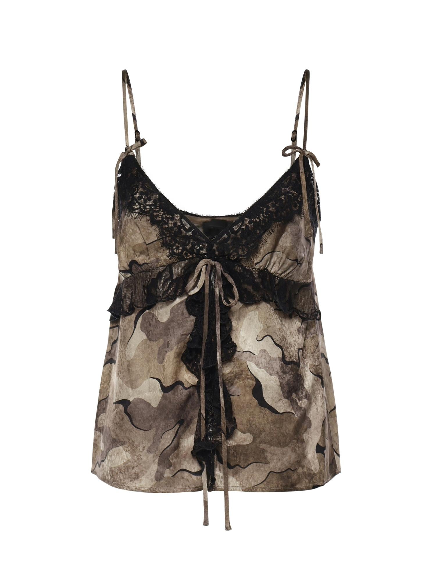 Top camouflage con pizzo 107605 A3MYCSZ PINKO 