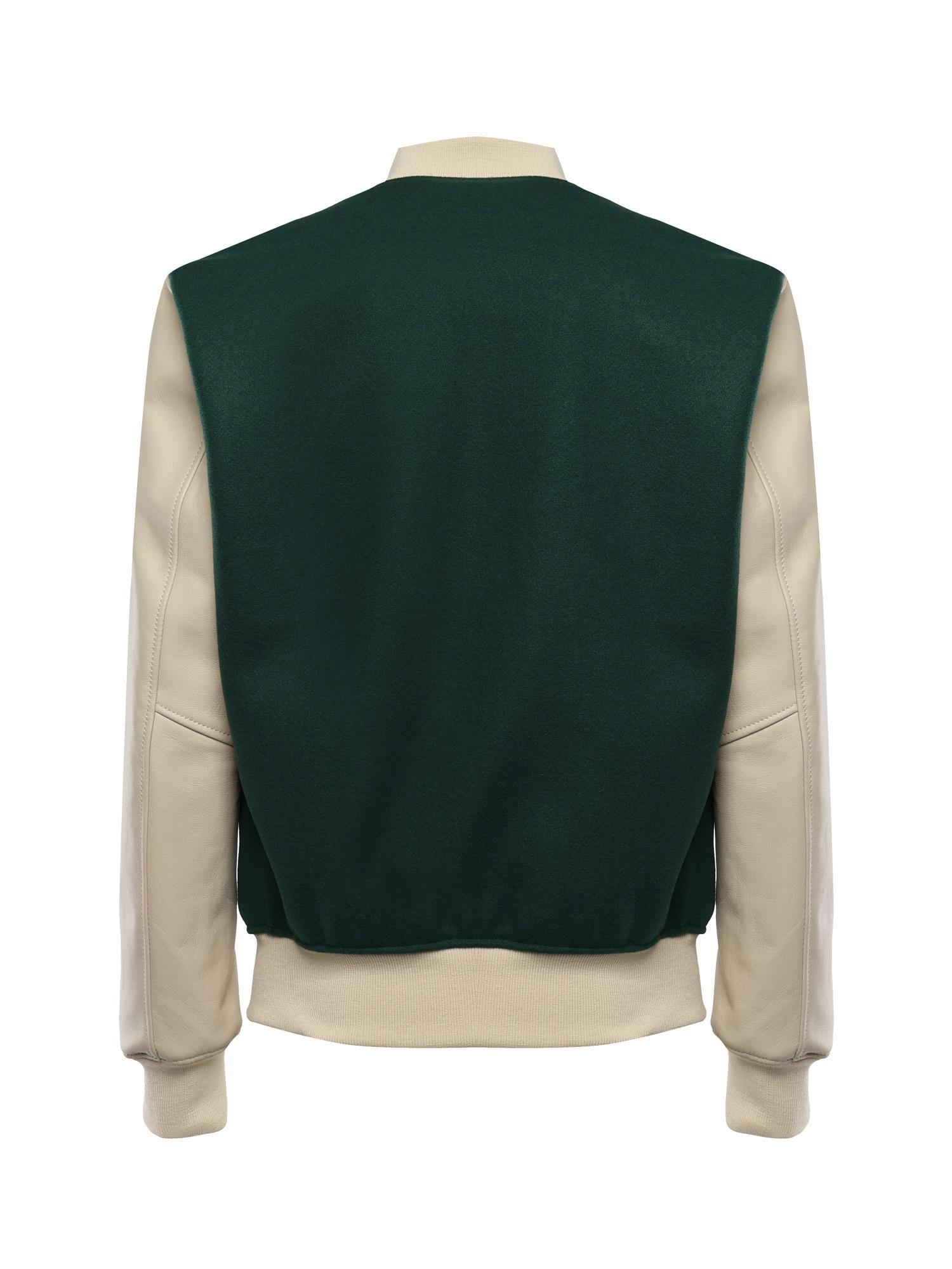 Bomber Varsity in nappa e tessuto VARSITY NAPPAVERDE GIULIANO GALIANO 