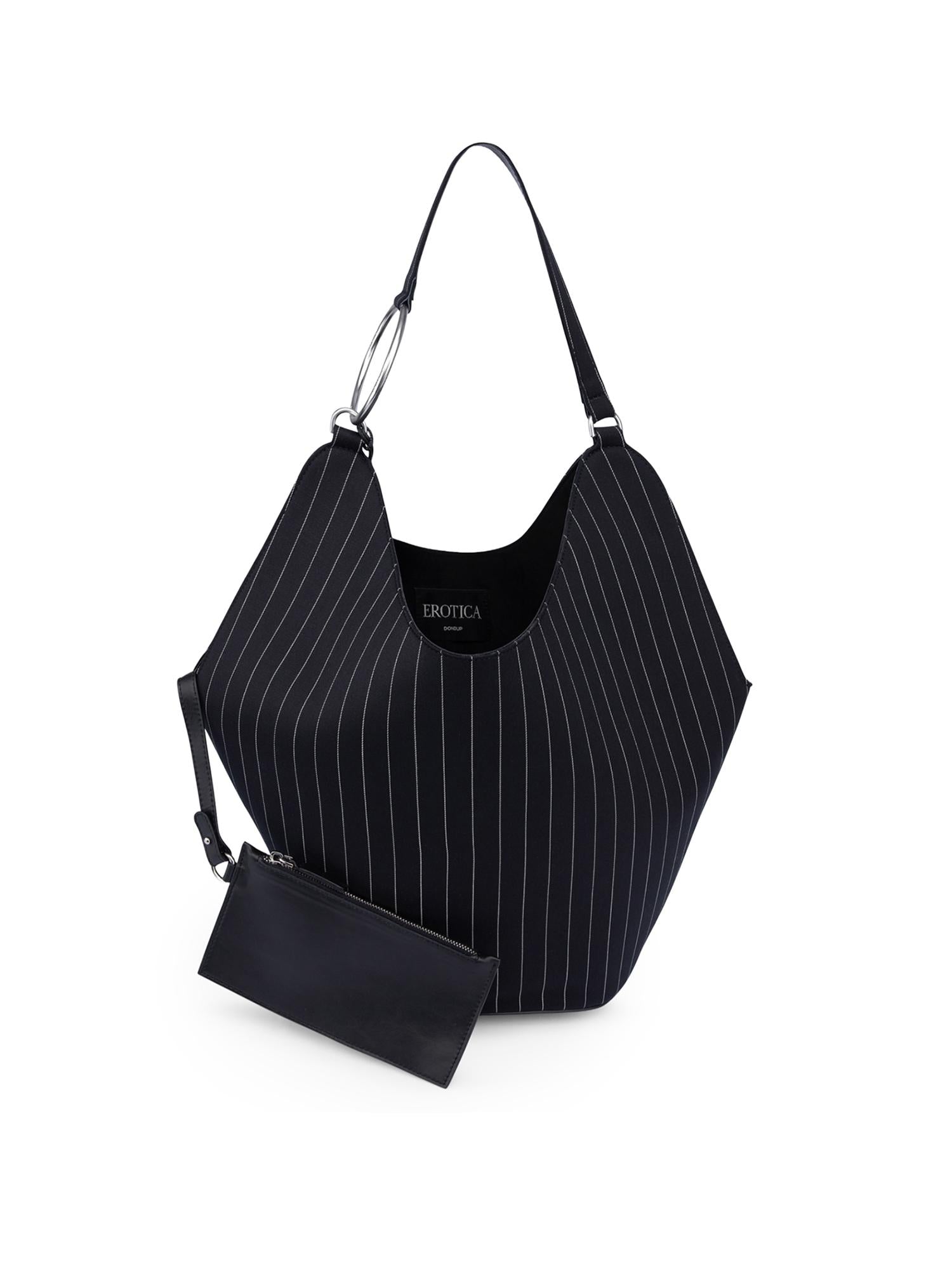 Borsa Big hobo in fresco di lana gessato WB321 ES0080D999 DONDUP 