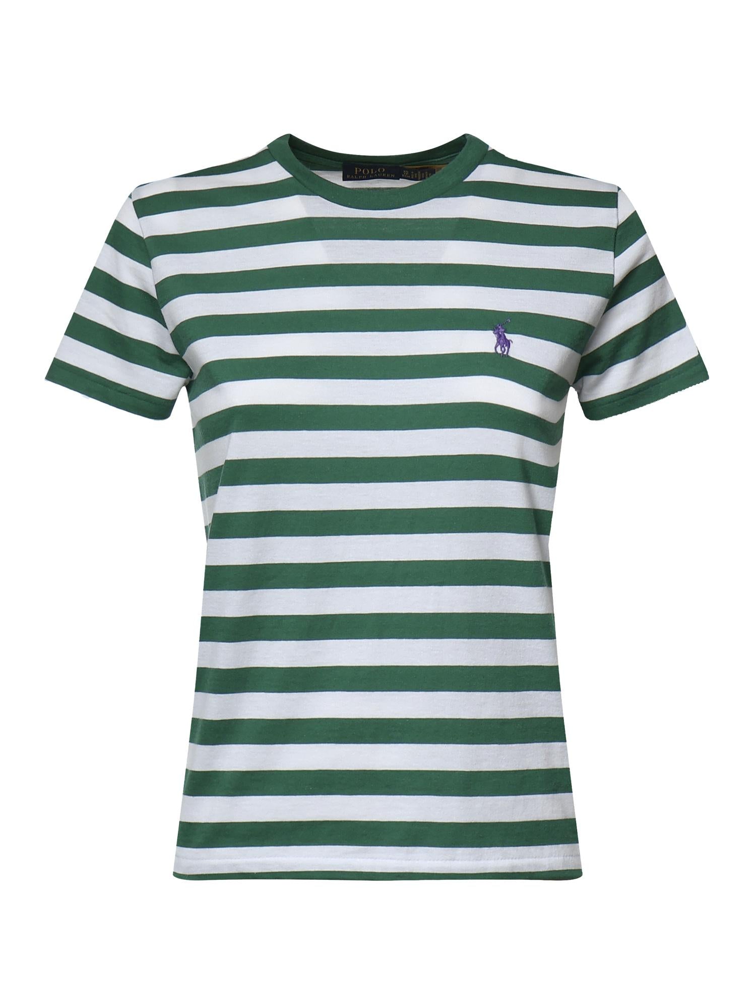 T-shirt in cotone a righe con logo 211B17779 002 POLO RALPH LAUREN 
