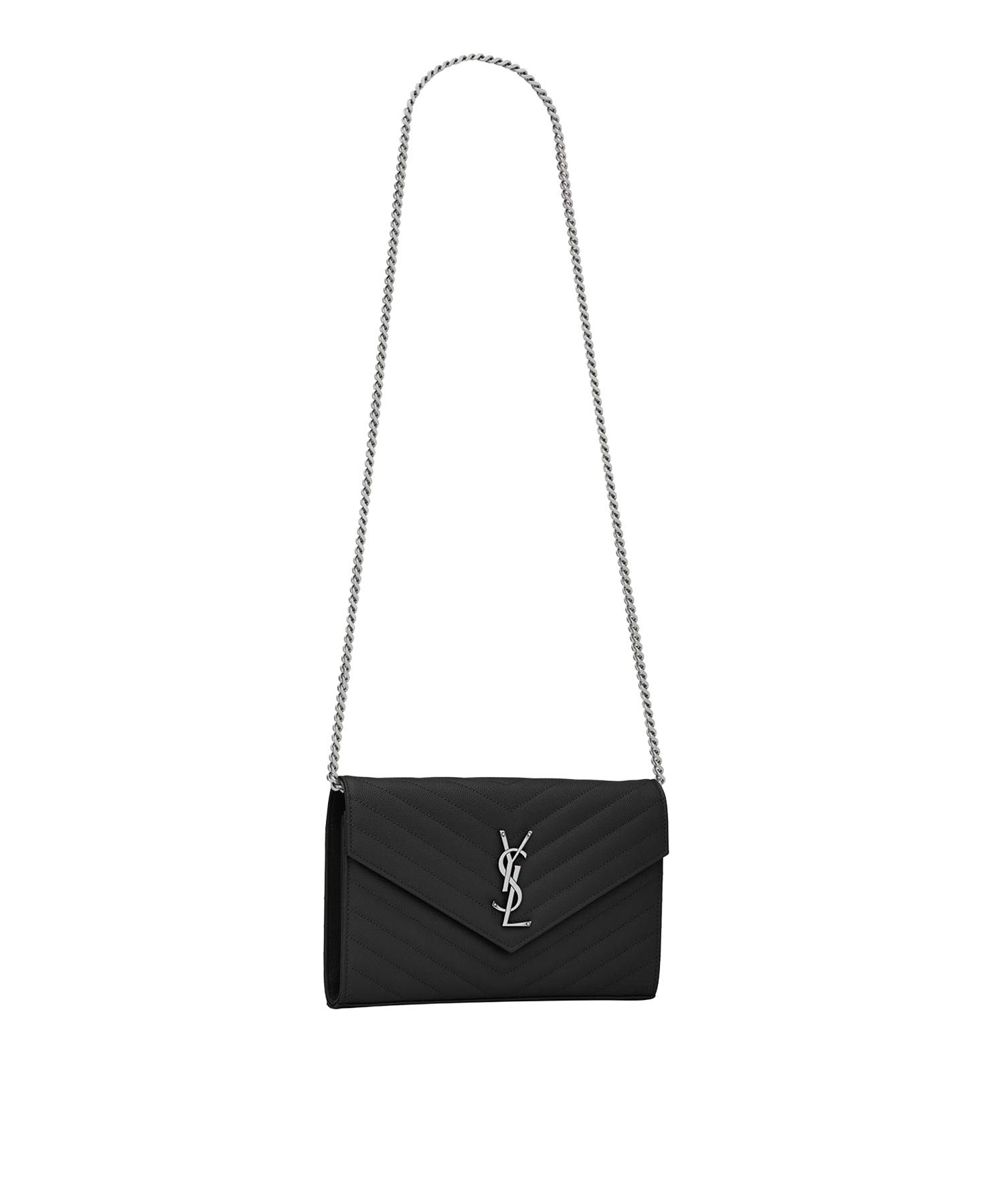 Pochette con catena Cassandre in pelle grain de poudre 377828 BOW021000 SAINT LAURENT 