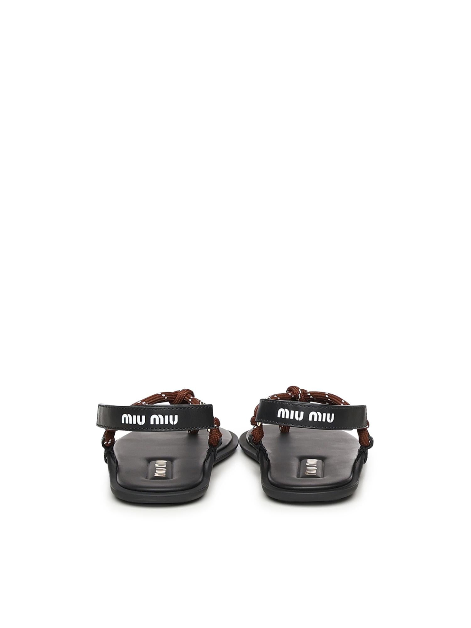 Sandali in pelle con cinturino in corda 5Y184E 3L74F0005 MIU MIU 