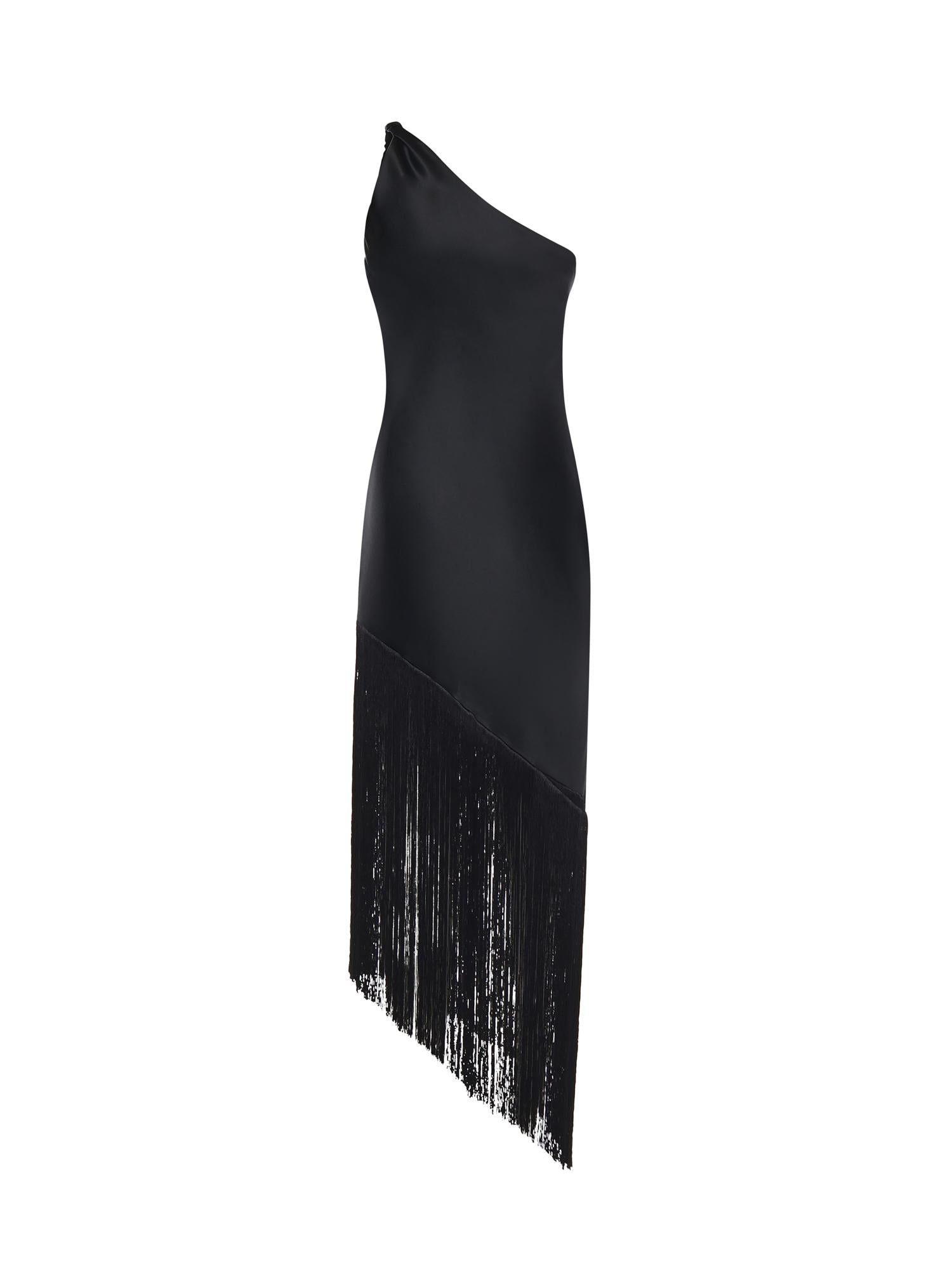Abito in satin con frange 106352 A33DZ99 PINKO 